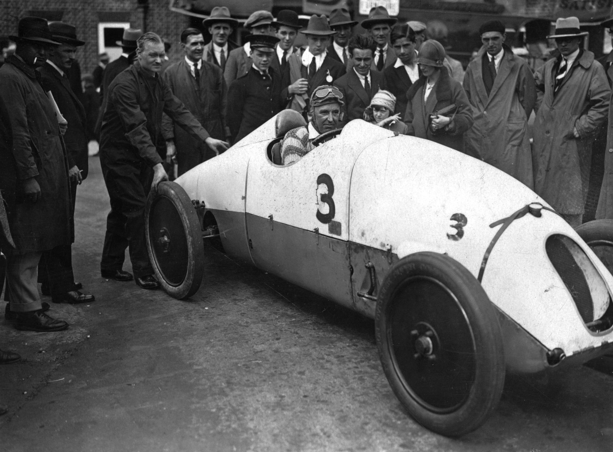 J G Parry Thomas in his Thomas Special winner of the Brooklands Presidents Gold Plate. August 1925.