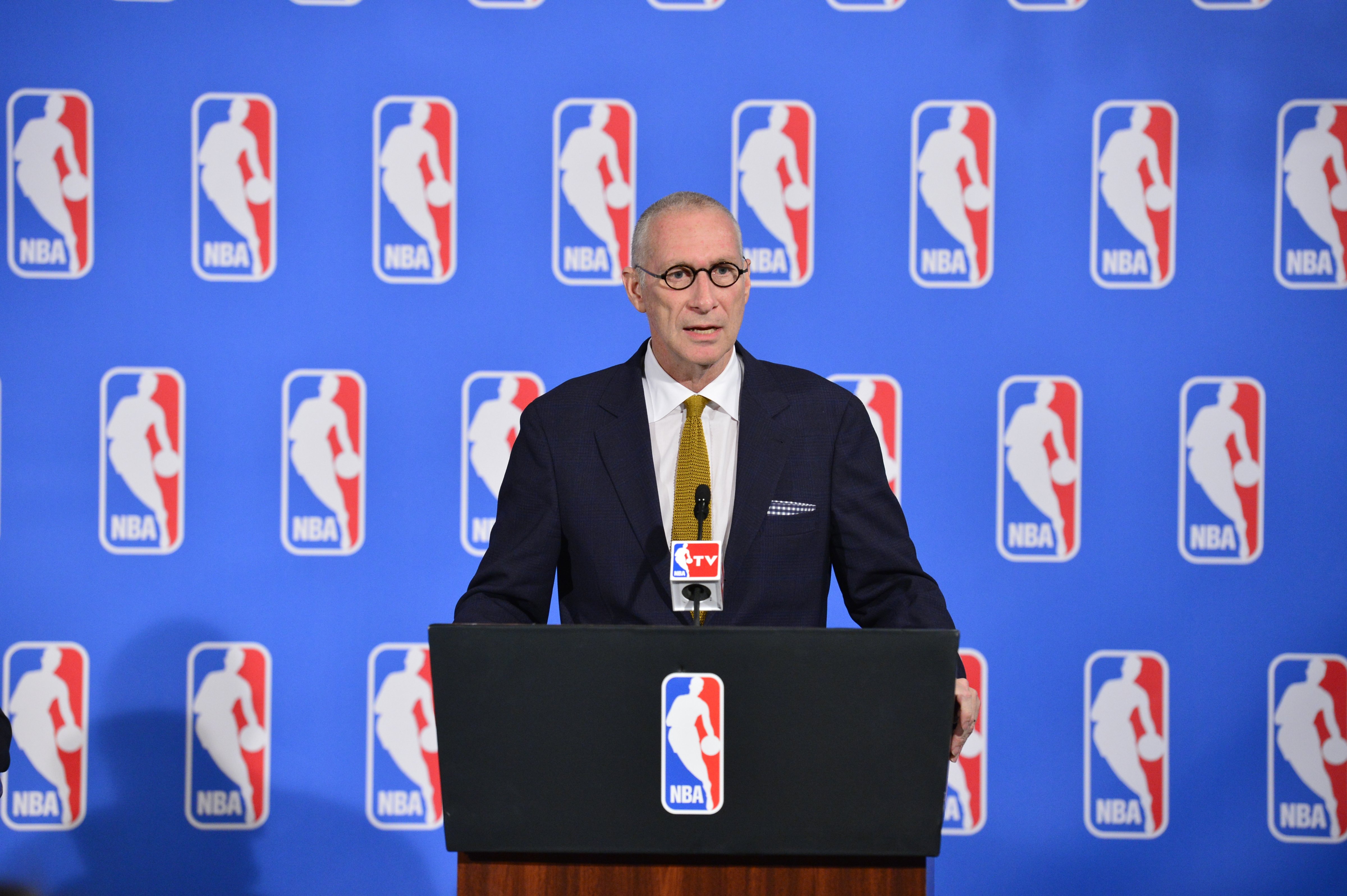 John Skipper, ESPN President and Disney Media Networks Co-Chairman and the NBA announce a new media partnerships on October 06, 2014 in New York City, New York. (David Dow&mdash;NBAE/Getty Images)