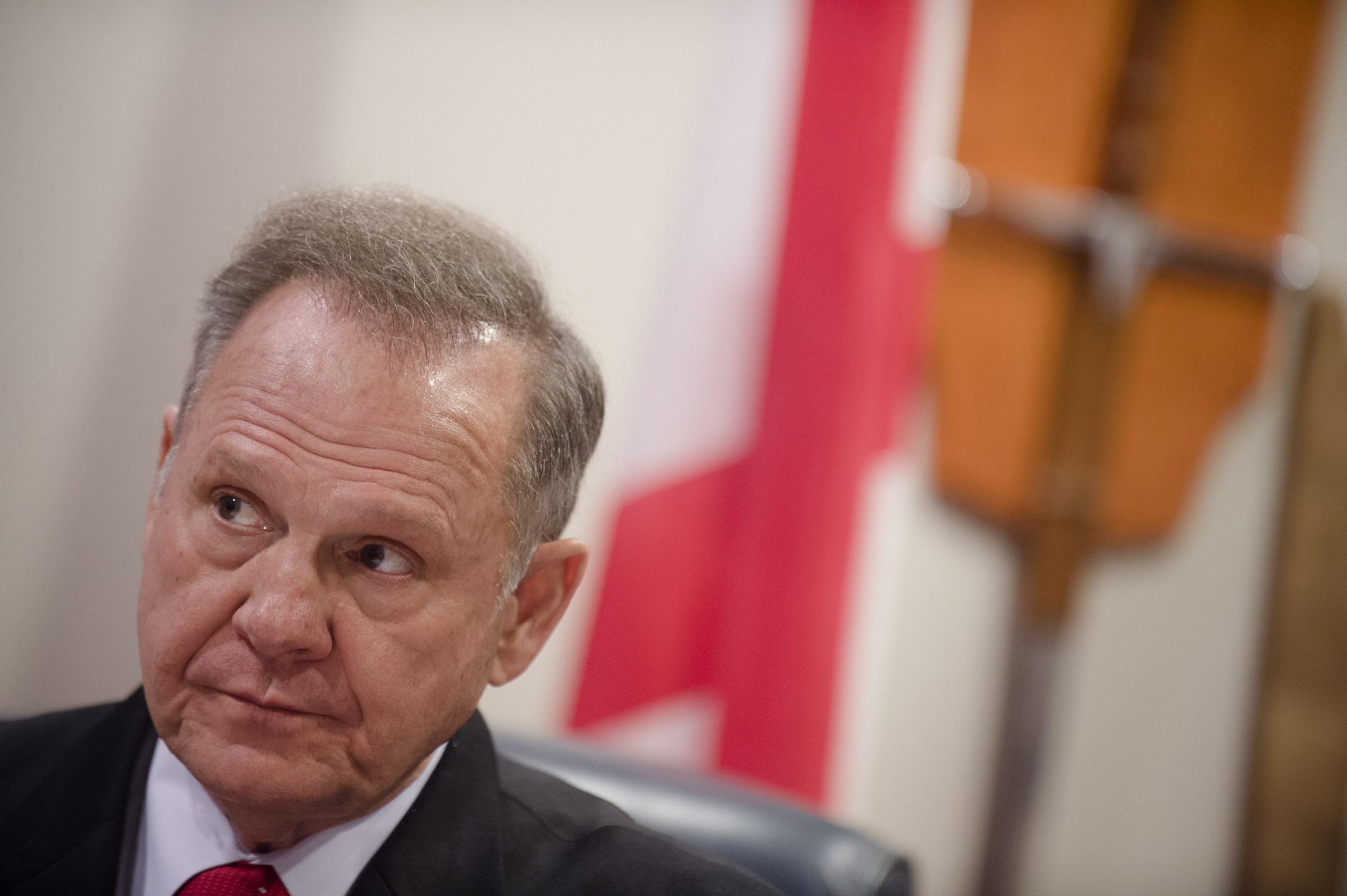 Alabama Chief Justice Roy Moore talks about his administrative order discouraging probate judges from issuing same sex marriage licenses, at the Alabama Supreme Court building in Montgomery, Ala. on Jan. 6, 2016. (Albert Cesare—AP)