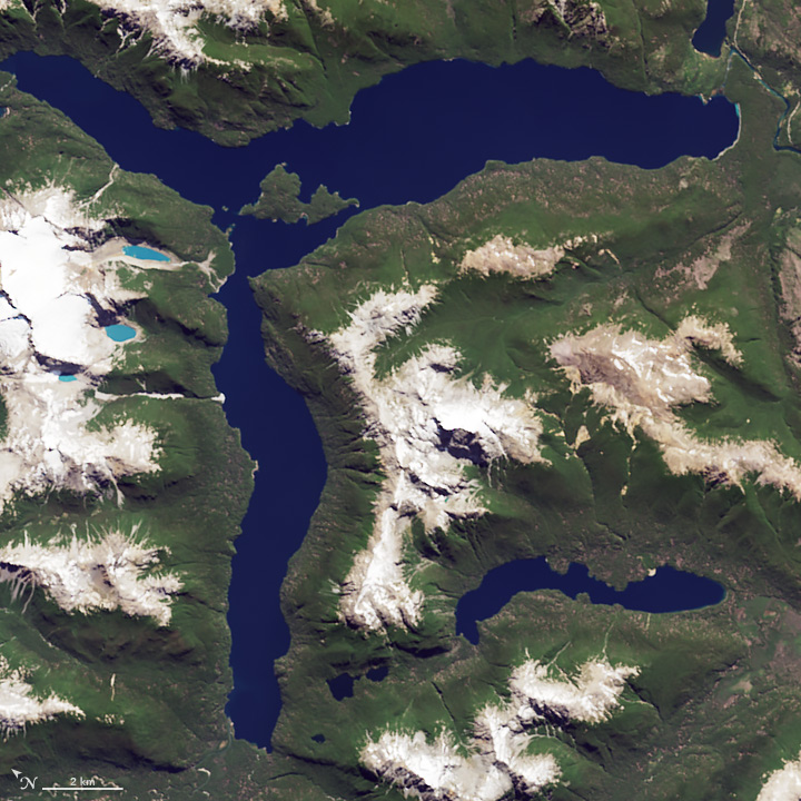 The Operational Land Imager (OLI) on Landsat 8 captured this image of Lago Menendez in Argentina on Jan. 20, 2015.