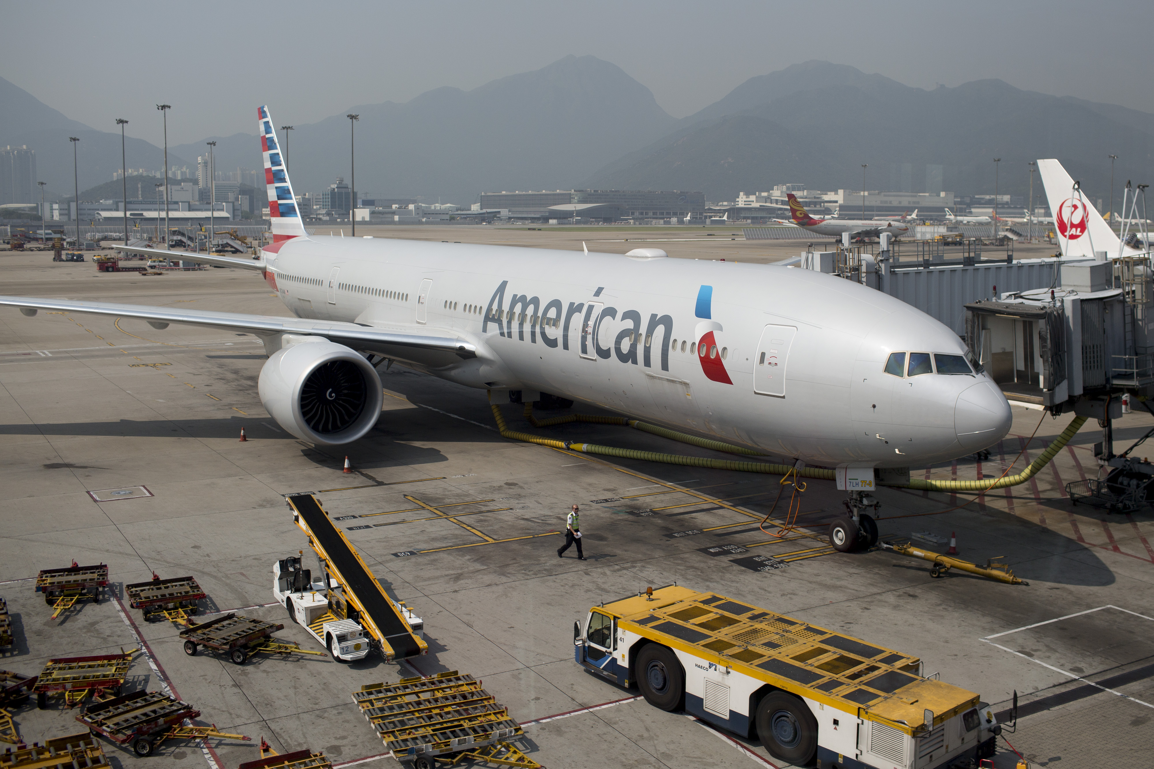 An American Airlines Boeing 777 aircraft sits at Hong Kong International Airport in Hong Kong on June 13, 2014. (Brent Lewin/Bloomberg—Getty Images)