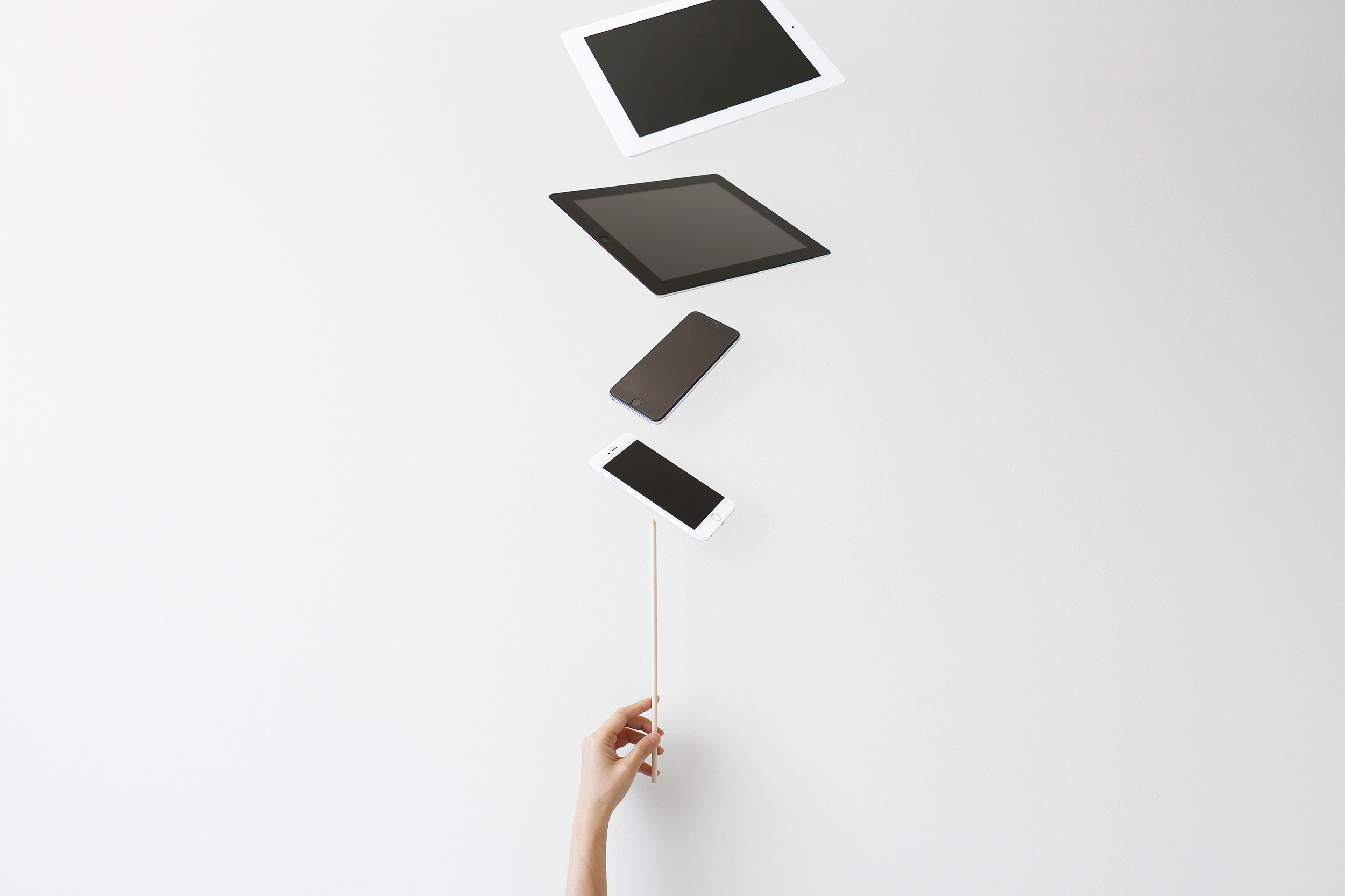 balancing-work-career-home-cellphone-tablet-goals-motto-stock