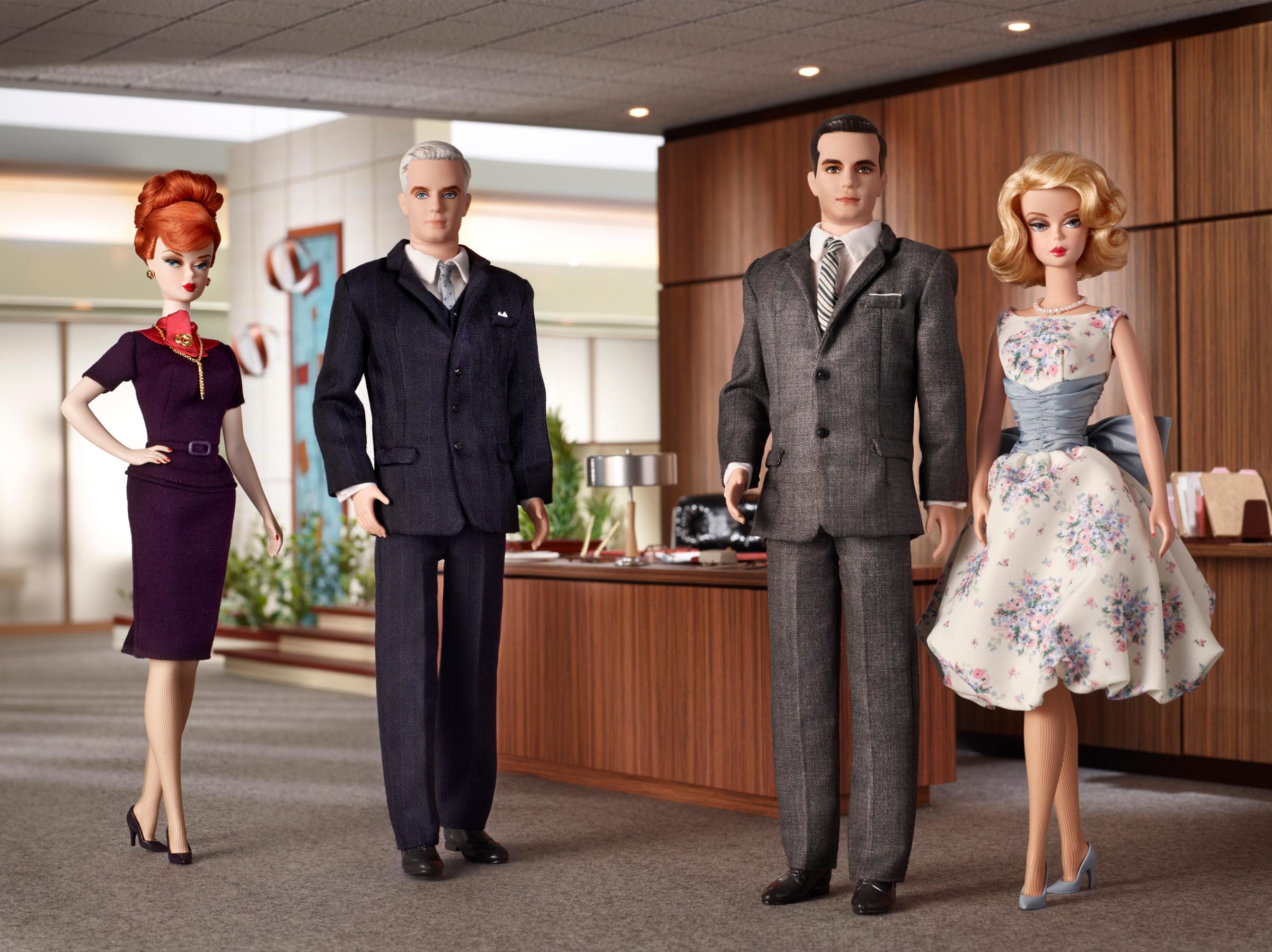 Joan Holloway, Roger Sterling, Don Draper and Betty Draper Dolls from AMC's "Mad Men" released in 2010.