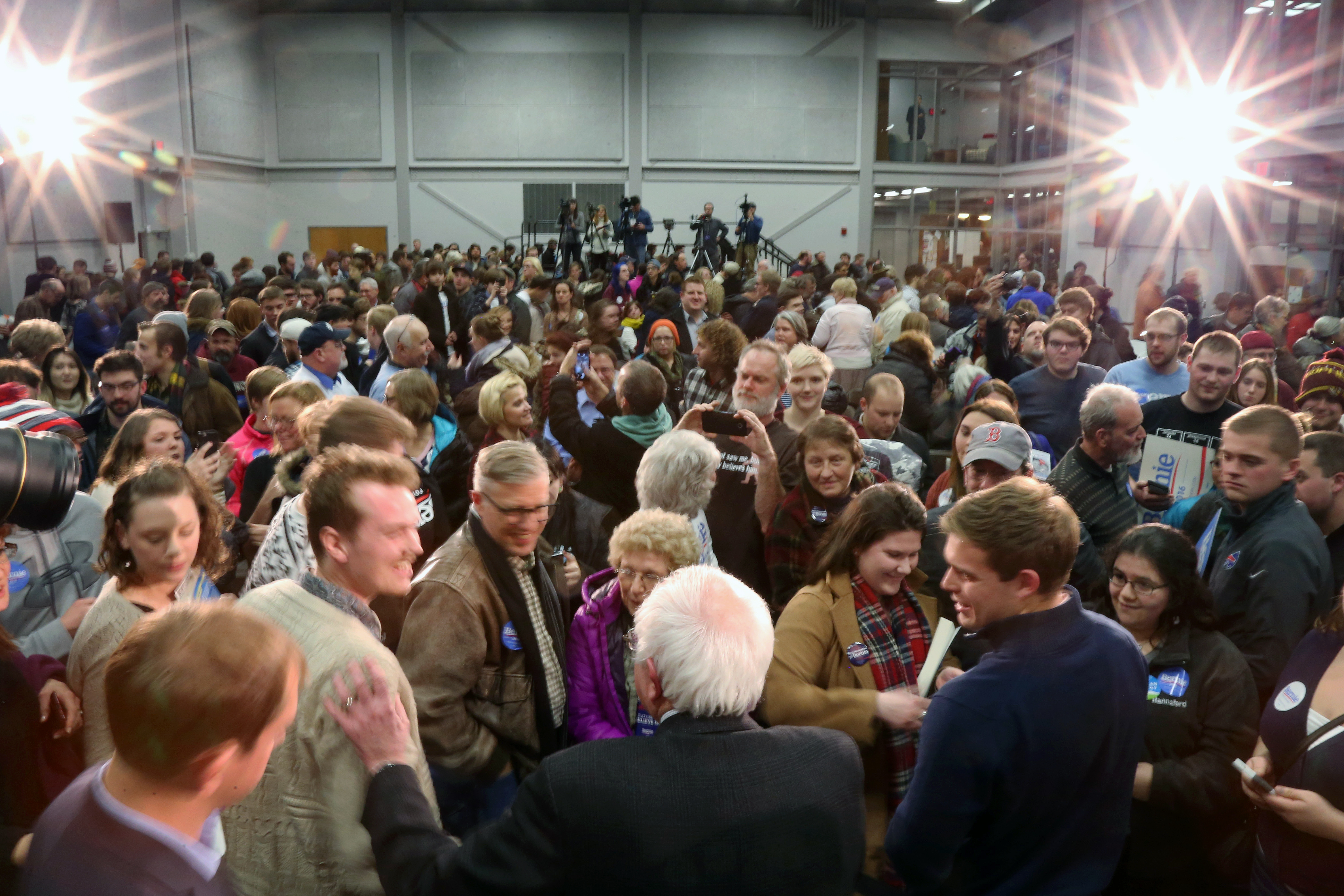 Democratic presidential candidate, Sen. Bernie Sanders, I-Vt., greets supporters at a campaign stop on Jan. 4, 2016, in Manchester, N.H. (Mary Schwalm—AP)
