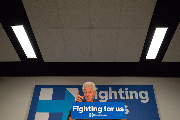 Former U.S. President Bill Clinton speaks at a campaign event for his wife, Democratic presidential candidate and former U.S. Secretary of State Hillary Clinton, at Marshalltown Community College on January 15, 2016 in Marshalltown, Iowa.