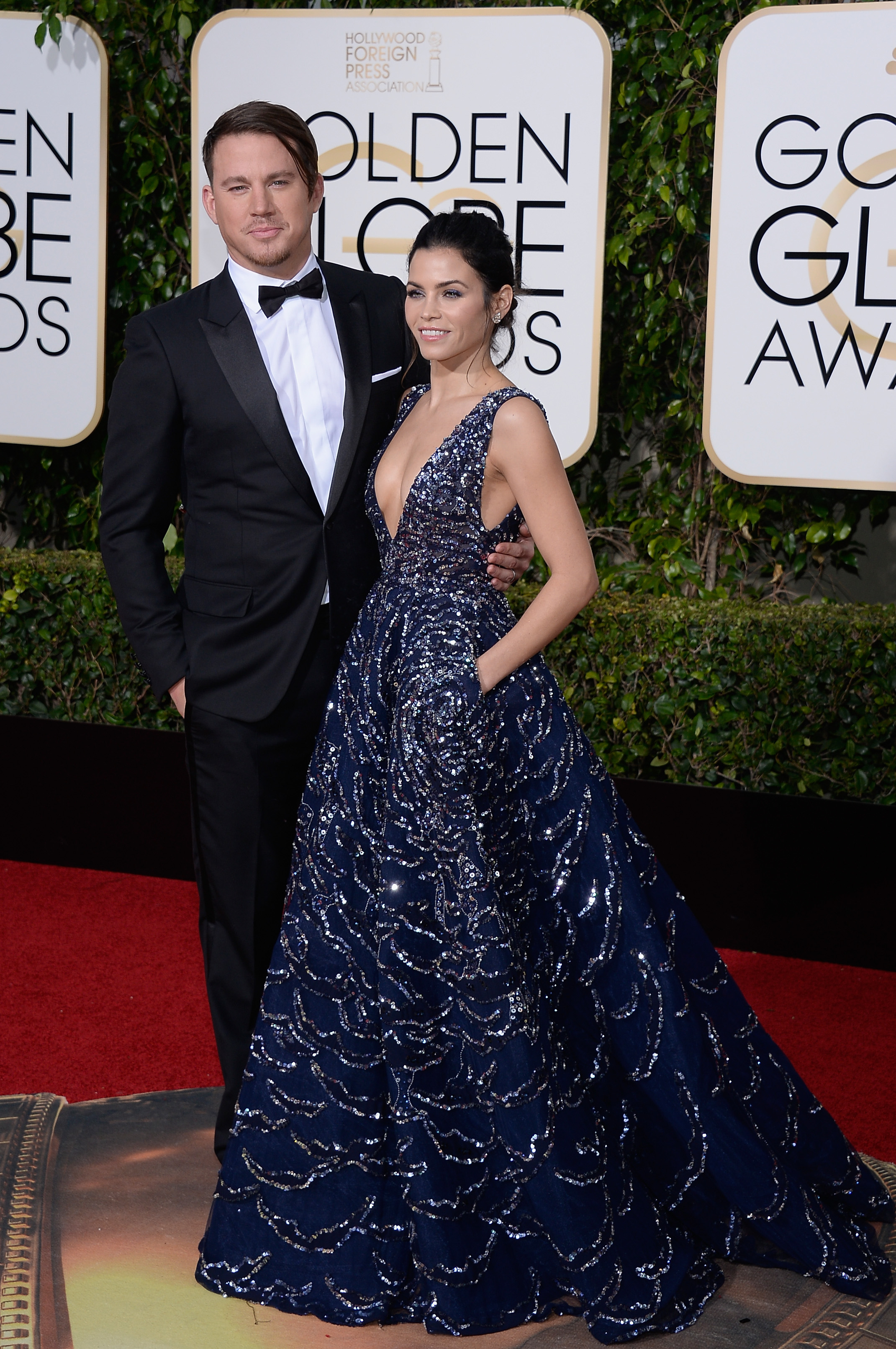 Channing Tatum and Jenna Dewan Tatum arrive to the 73rd Annual Golden Globe Awards on Jan. 10, 2016 in Beverly Hills.