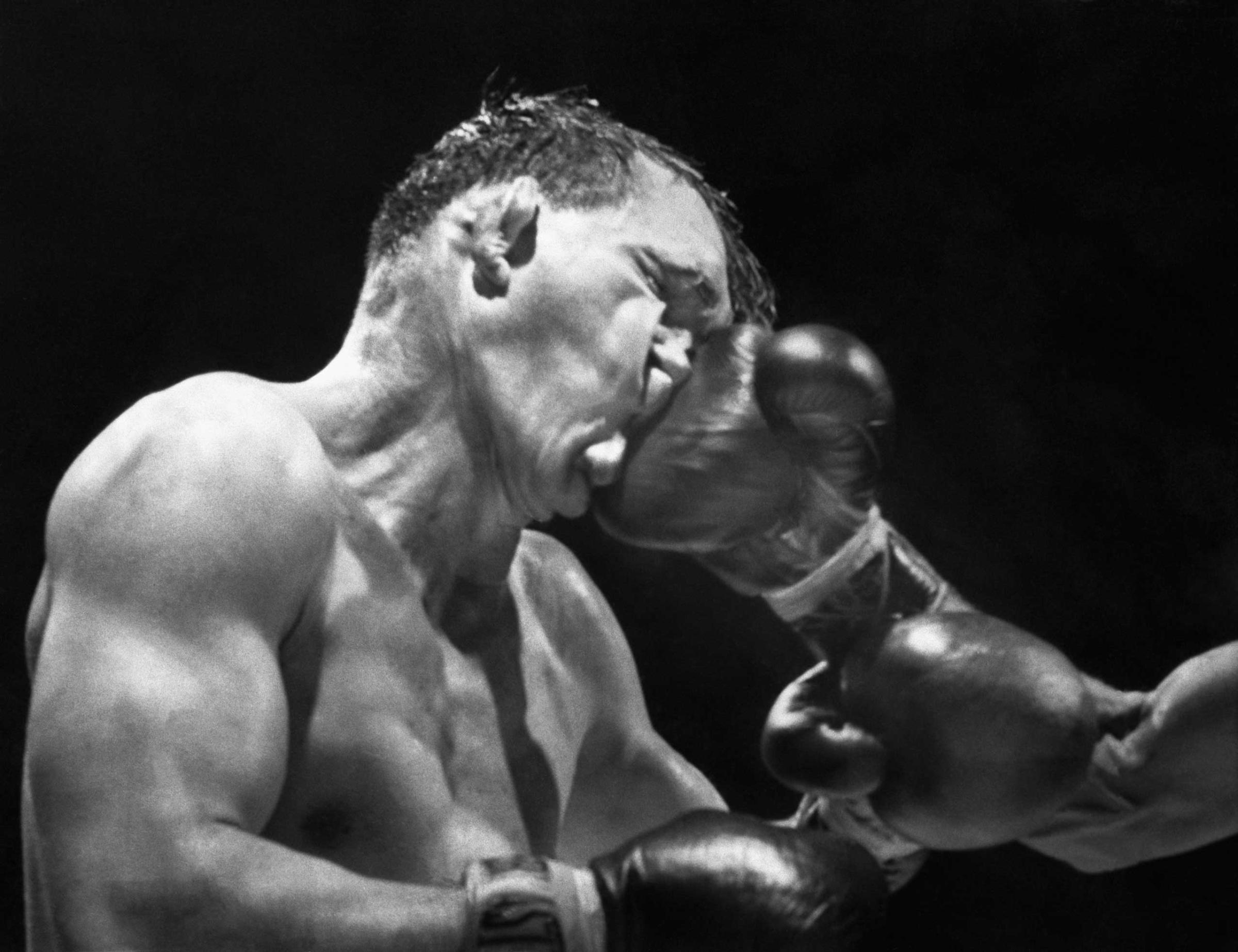 Gene Fullmer Being Hit During Boxing Match
