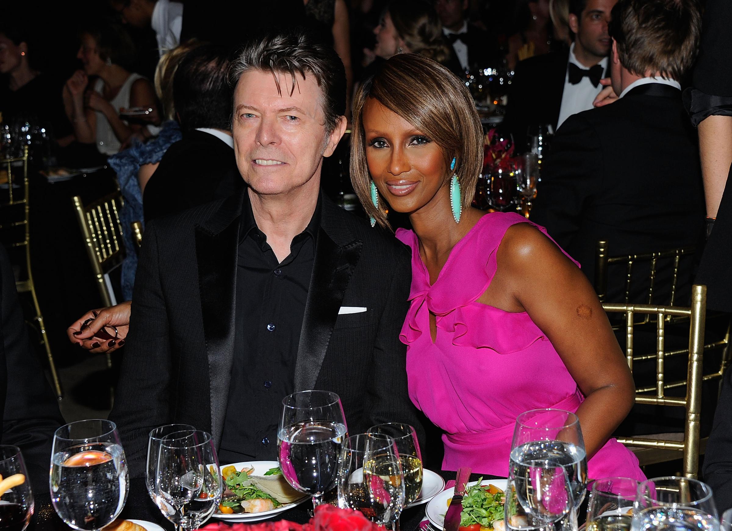 David Bowie and Iman are seen on April 28, 2011 in New York City.