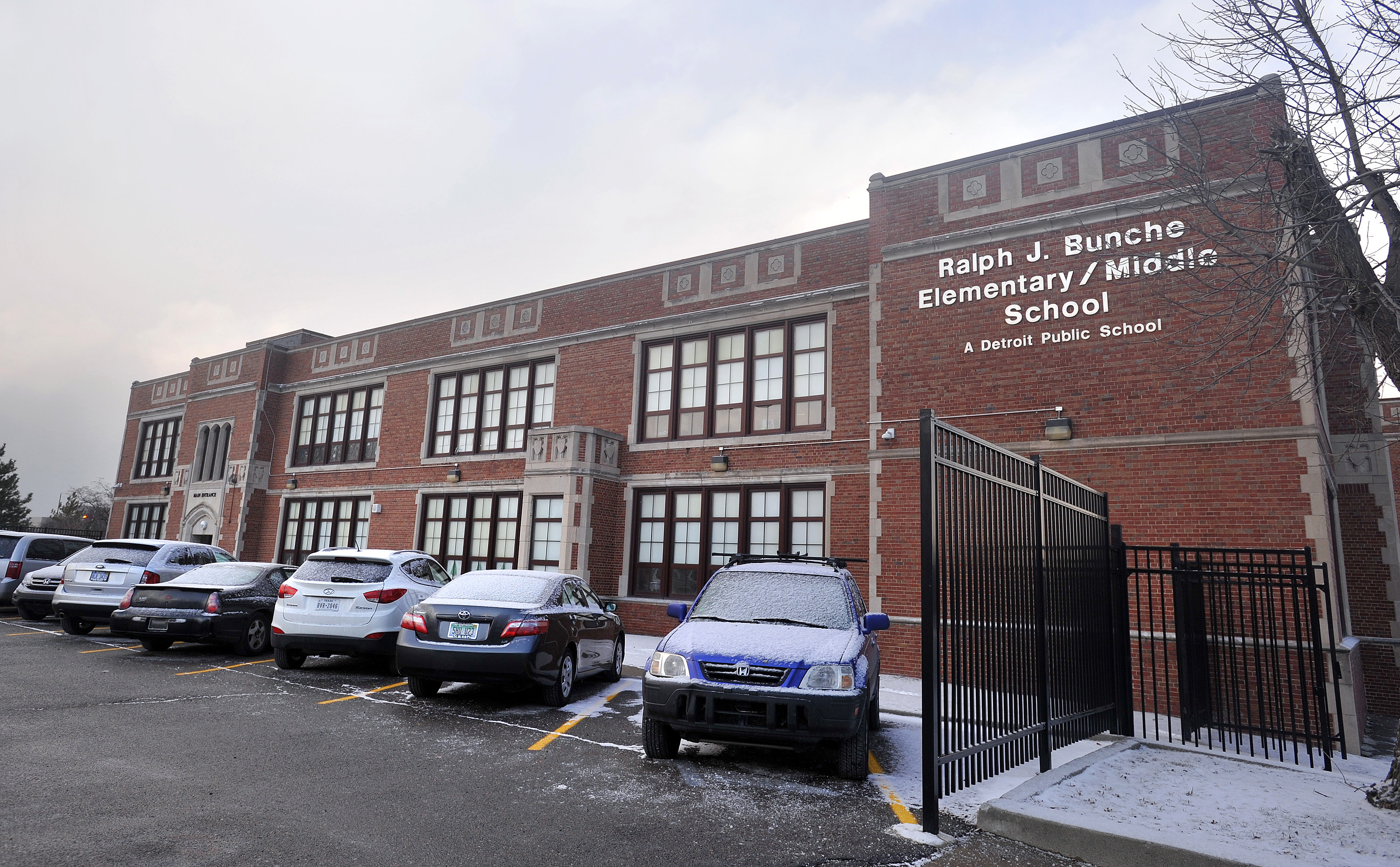 The Ralph J. Bunche Elementary-Middle School stands in Detroit, Michigan, U.S., on Wednesday, Dec. 11, 2013. (Bloomberg&mdash;Bloomberg via Getty Images)
