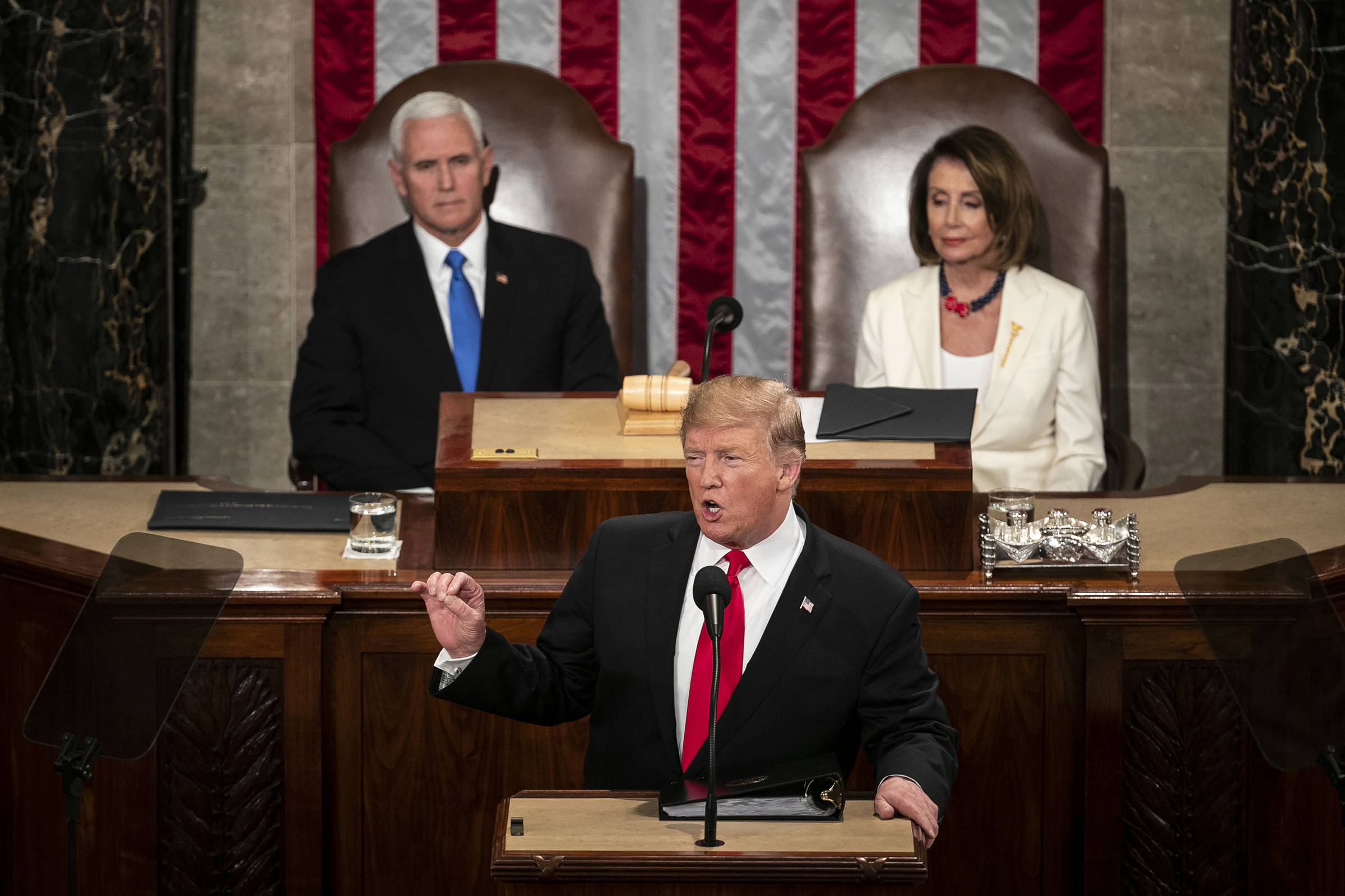 President Donald Trump delivers a State of the Union address to a joint session of Congress at the U.S. Capitol in Washington, D.C., on Feb. 5, 2019. (Al Drago—Bloomberg/Getty Images)
