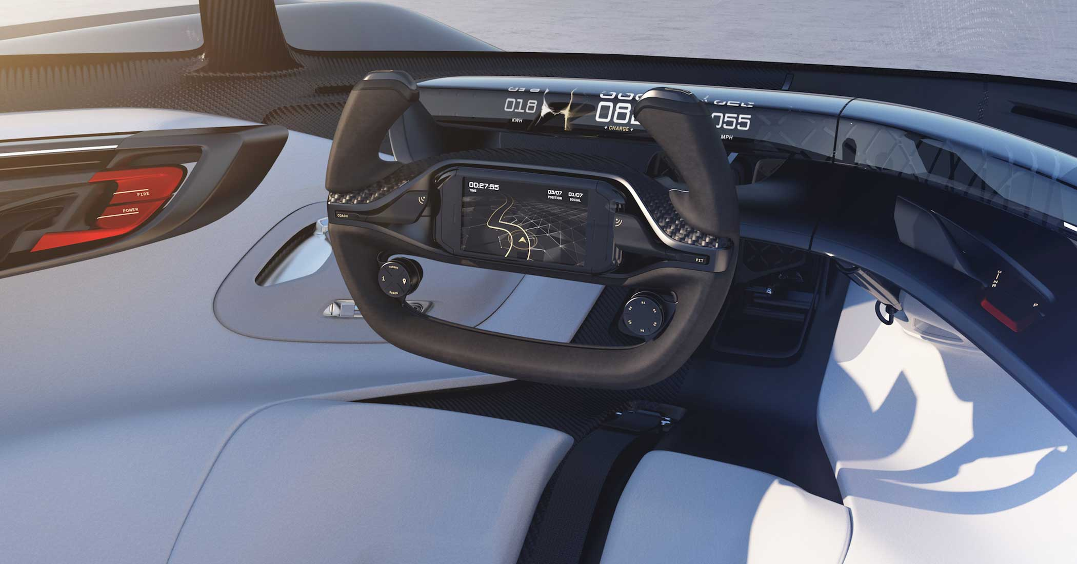 The designs show a GPS embedded in the steering wheel.