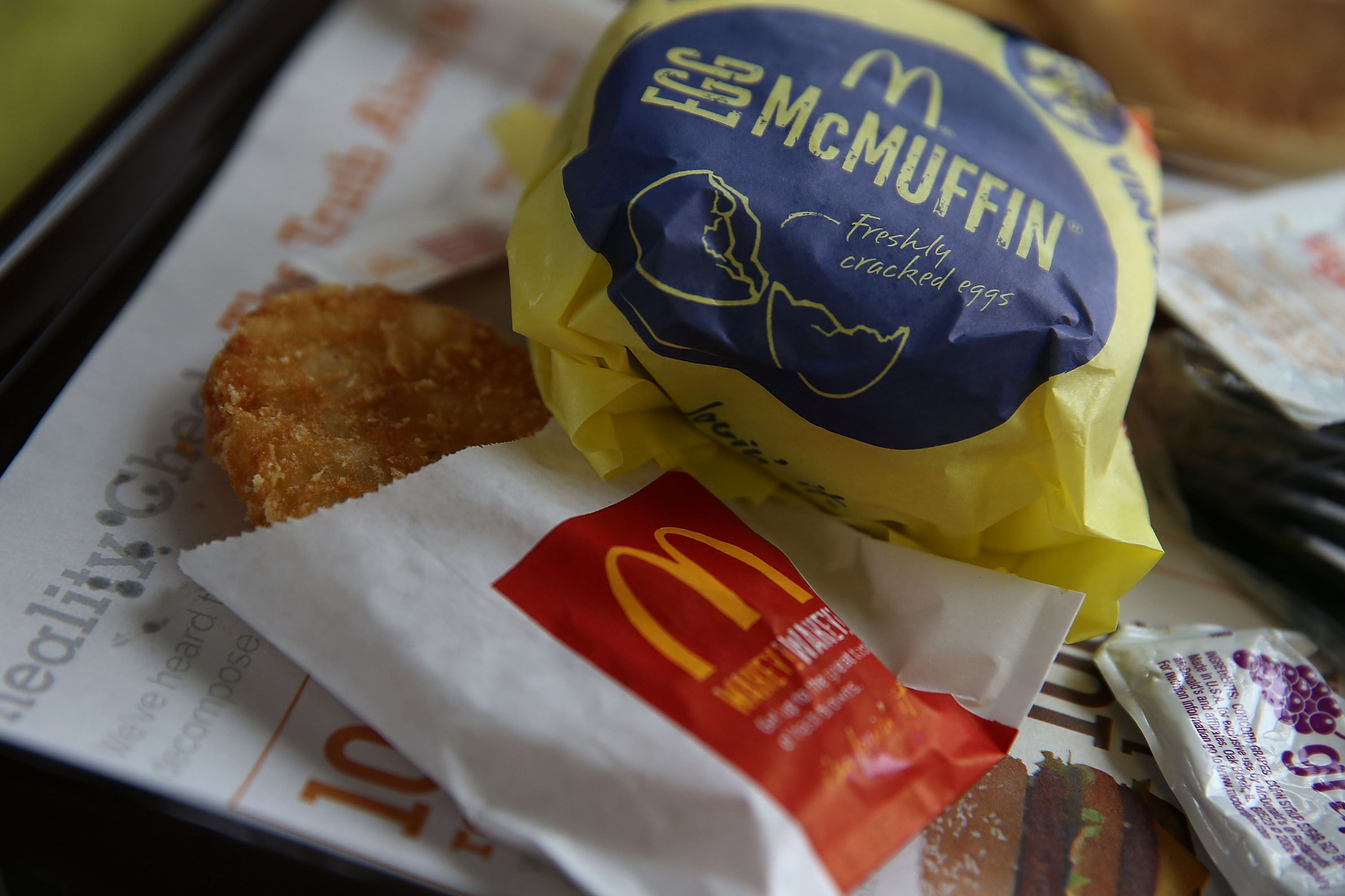 A McDonald's Egg McMuffin and hash browns are displayed at a McDonald's restaurant on July 23, 2015 in Fairfield, California. (Justin Sullivan&mdash;Getty Images)