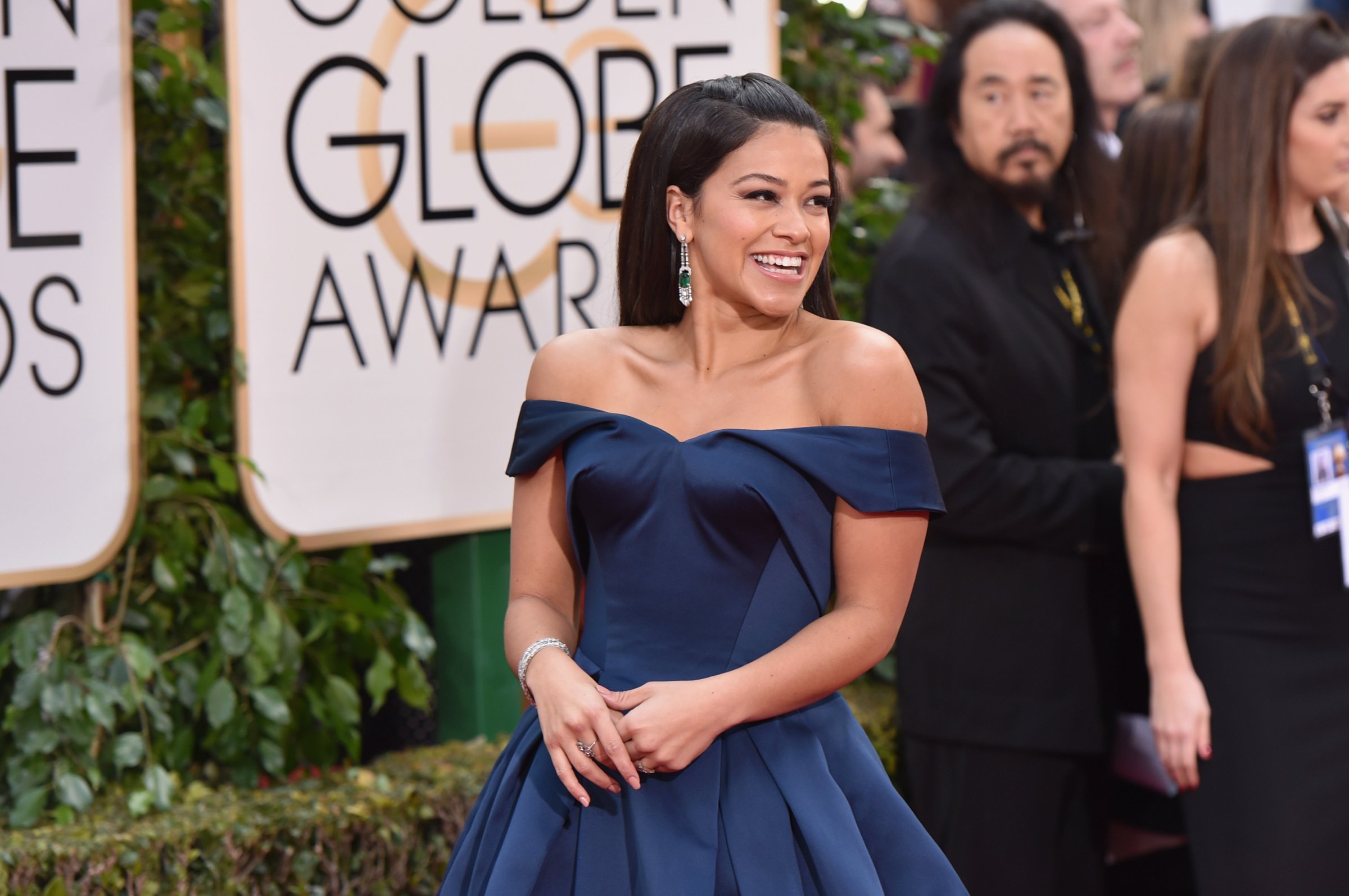 Actress Gina Rodriguez attends the 73rd Annual Golden Globe Awards held at the Beverly Hilton Hotel on January 10, 2016 in Beverly Hills, California.