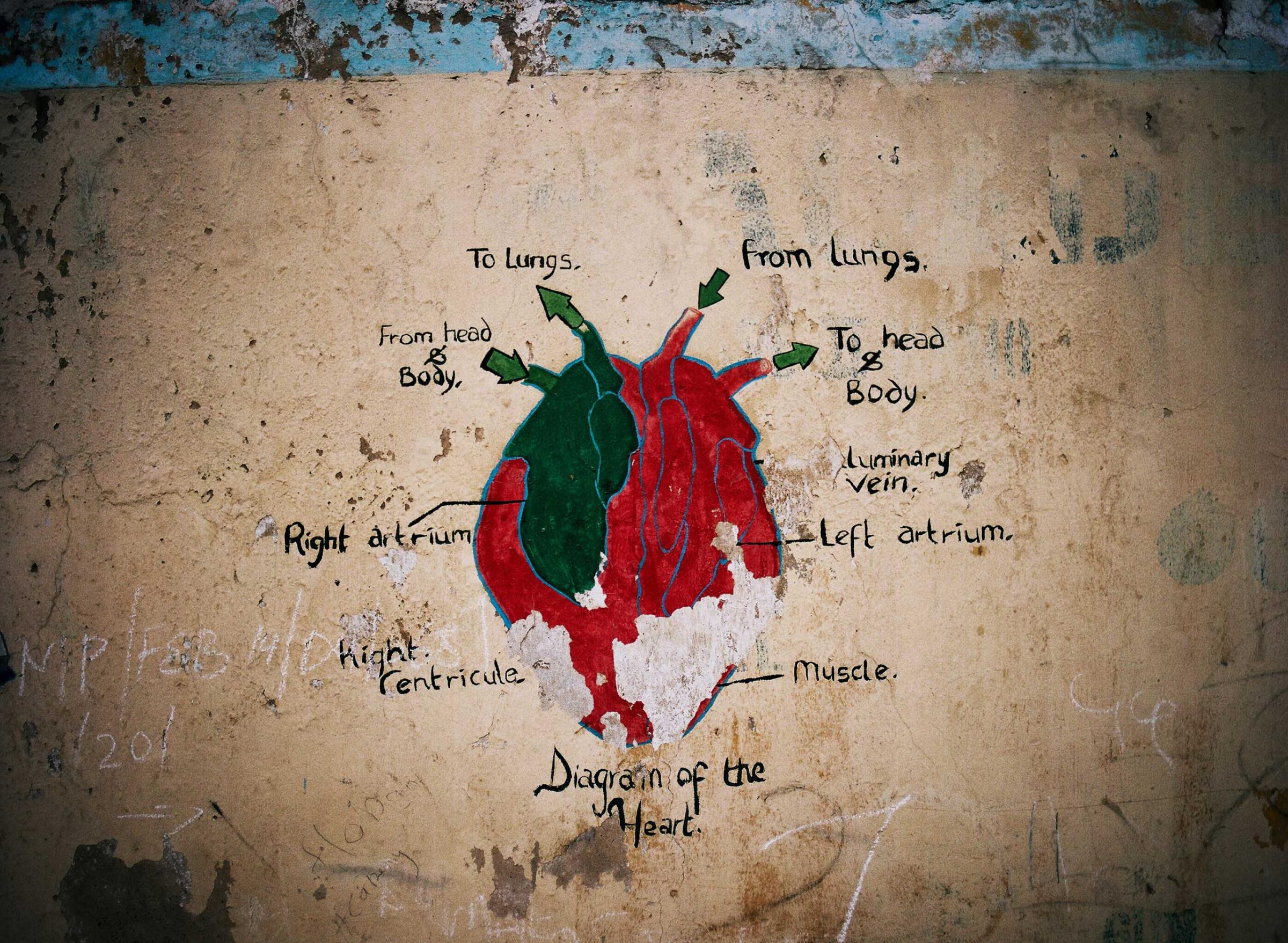 The diagram of a heart drawn on the outside of a school in Kano, Northern Nigeria, Feb. 26, 2014.
