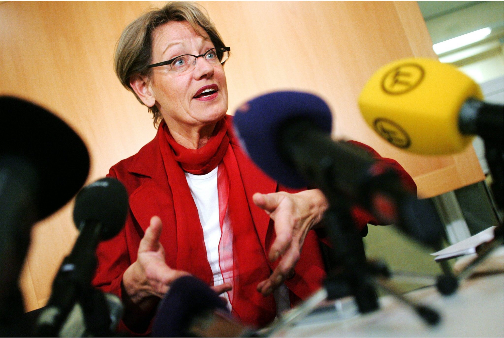 Gudrun Schyman, a Swedish politician and spokeswoman for the Feminist Initiative, pictured here on Dec. 7, 2004. (Soren Andersson—AFP/Getty Images)