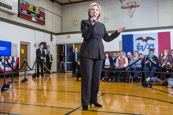 Democratic presidential candidate Hillary Clinton speaks at a campaign event on January 25, 2016 in Knoxville, Iowa.