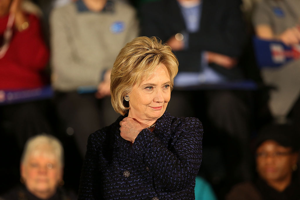 Democratic presidential candidate Hillary Clinton attends a campaign stop at the Electric Park Ballroom on Jan. 11 in Waterloo, Iowa. (Joe Raedle/Getty Images)