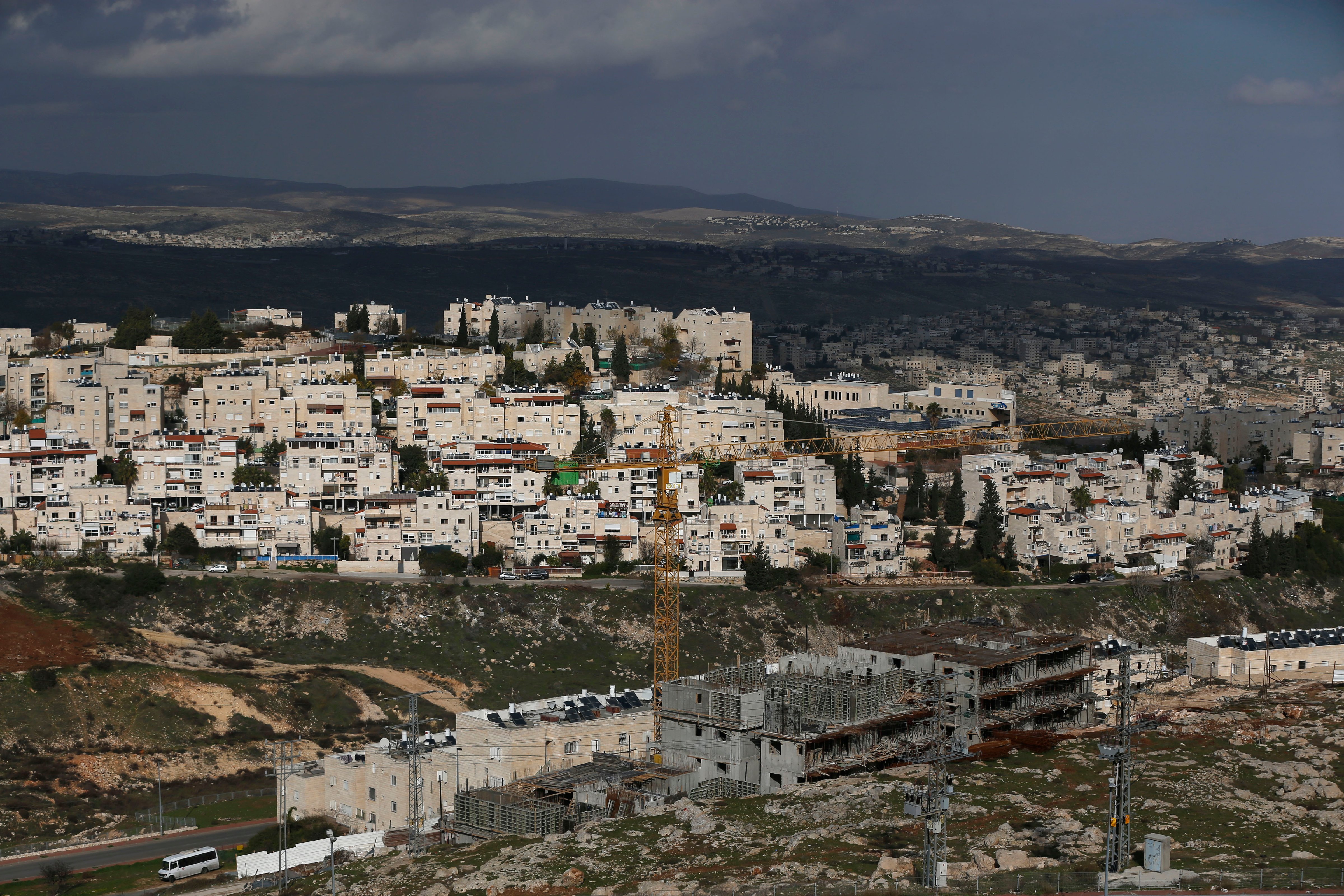 A general view shows construction in the Jewish settlement of Pisgat Zeev in east Jerusalem, on Jan. 15, 2016. (Ahmad Gharabli—AFP/Getty Images)