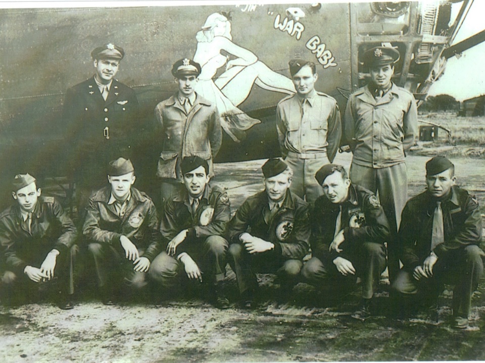 A photograph of the ten airmen aboard the WWII bomber “Jerk’s Natural,” which disappeared over Austria on October 1, 1943. The photo led journalist Gregg Jones on a lifetime investigation to reconstruct how the men lived and how they died. (Photo courtesy Gregg Jones / Library of Congress)