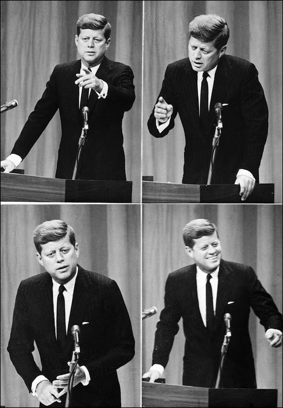Pictures show United States president John Fitzgerald Kennedy during his first press conference, which was live on US TV. (AFP/Getty Images)