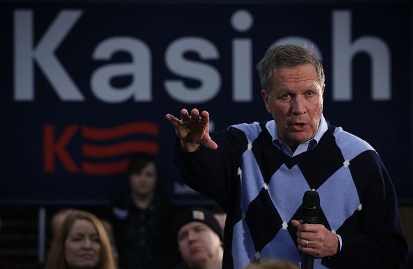 Republican presidential candidate and Ohio Gov. John Kasich speaks to voters during a town hall style meeting at River Music Experience in Davenport, Iowa.