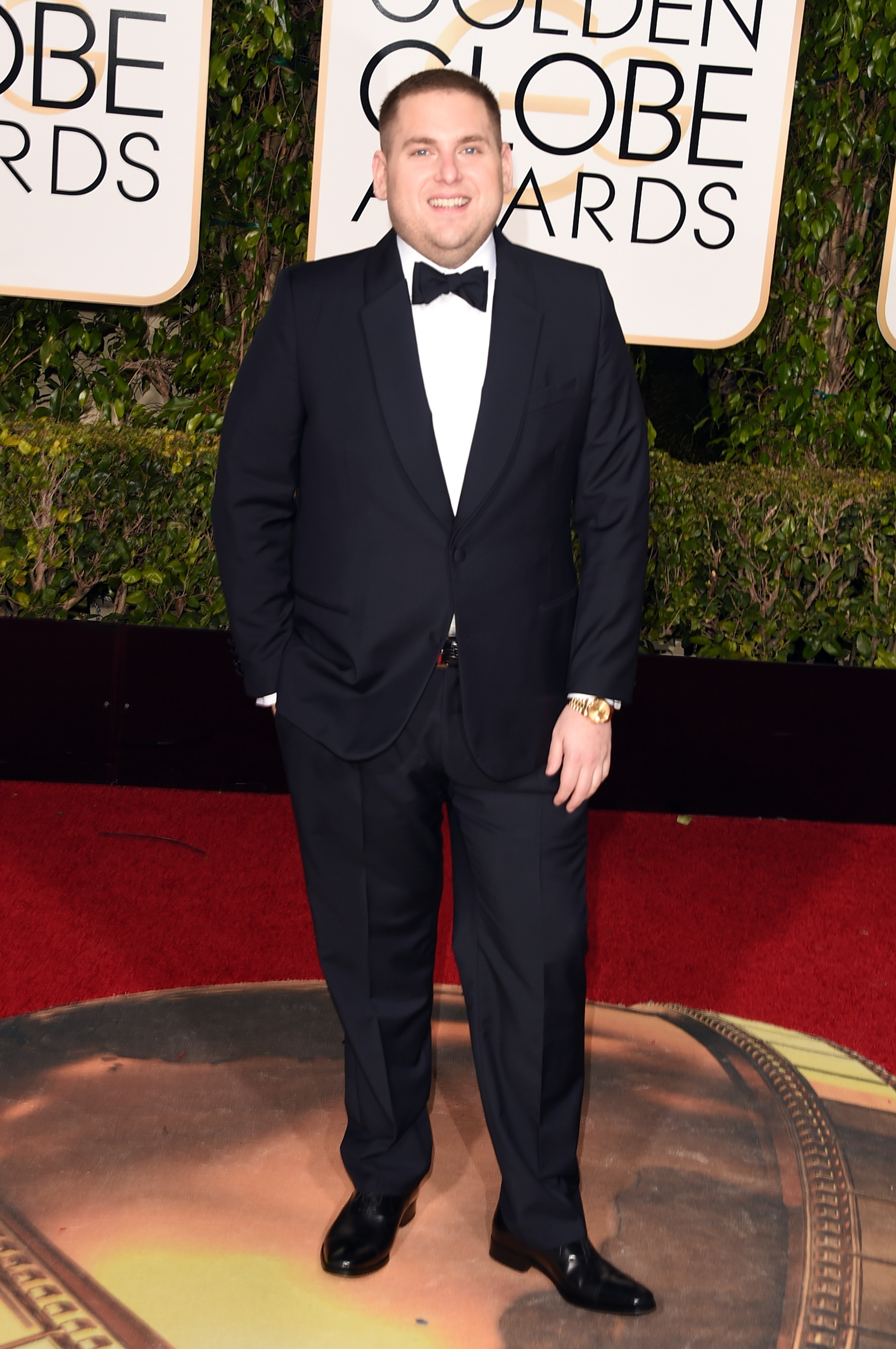 Jonah Hill arrives to the 73rd Annual Golden Globe Awards on Jan. 10, 2016 in Beverly Hills.