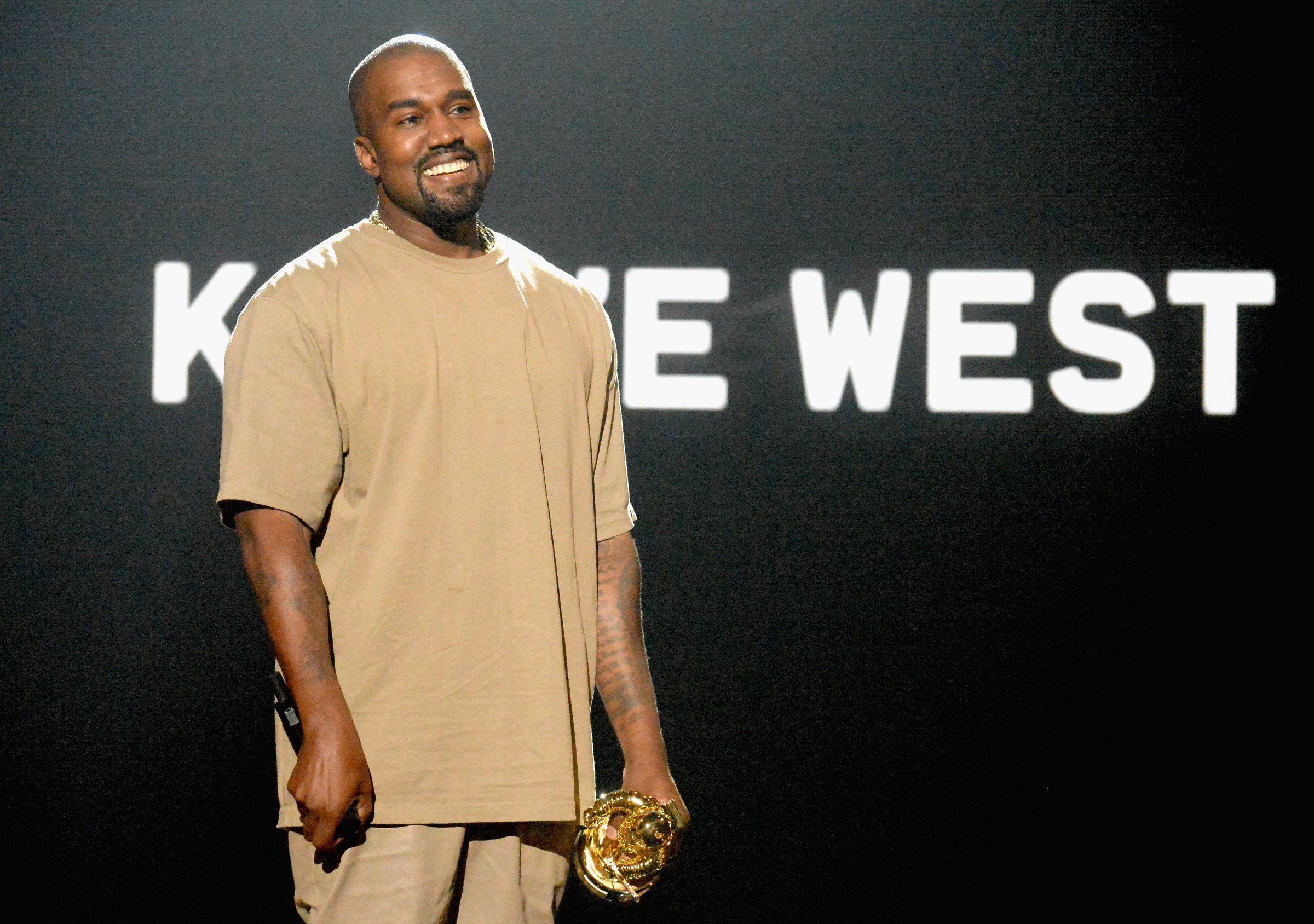 Kanye West accepts the Michael Jackson Video Vanguard Award onstage during the 2015 MTV Video Music Awards at Microsoft Theater on August 30, 2015 in Los Angeles, California.
