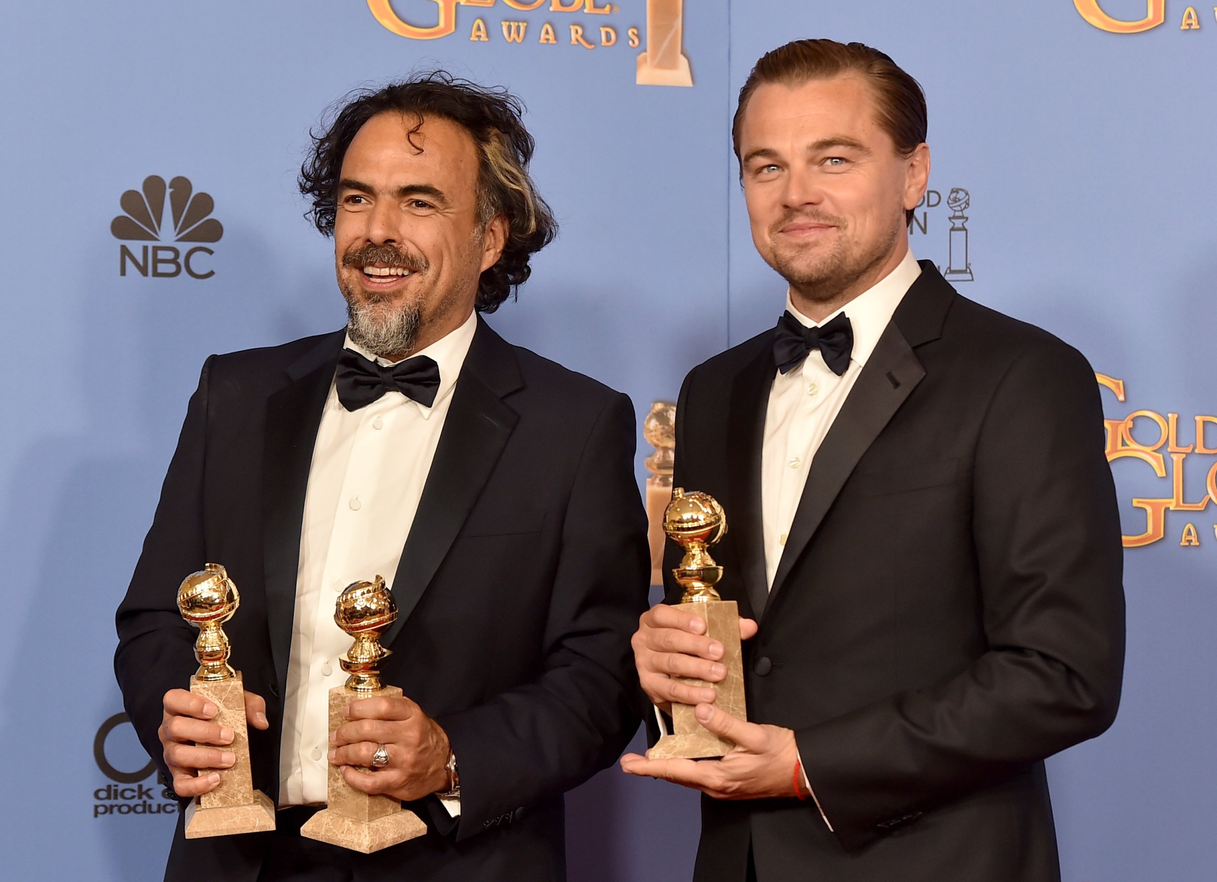 From left: Director Alejandro Gonzalez Inarritu and Leonardo DiCaprio during the 73rd Annual Golden Globe Awards on Jan. 10, 2016 in Beverly Hills.