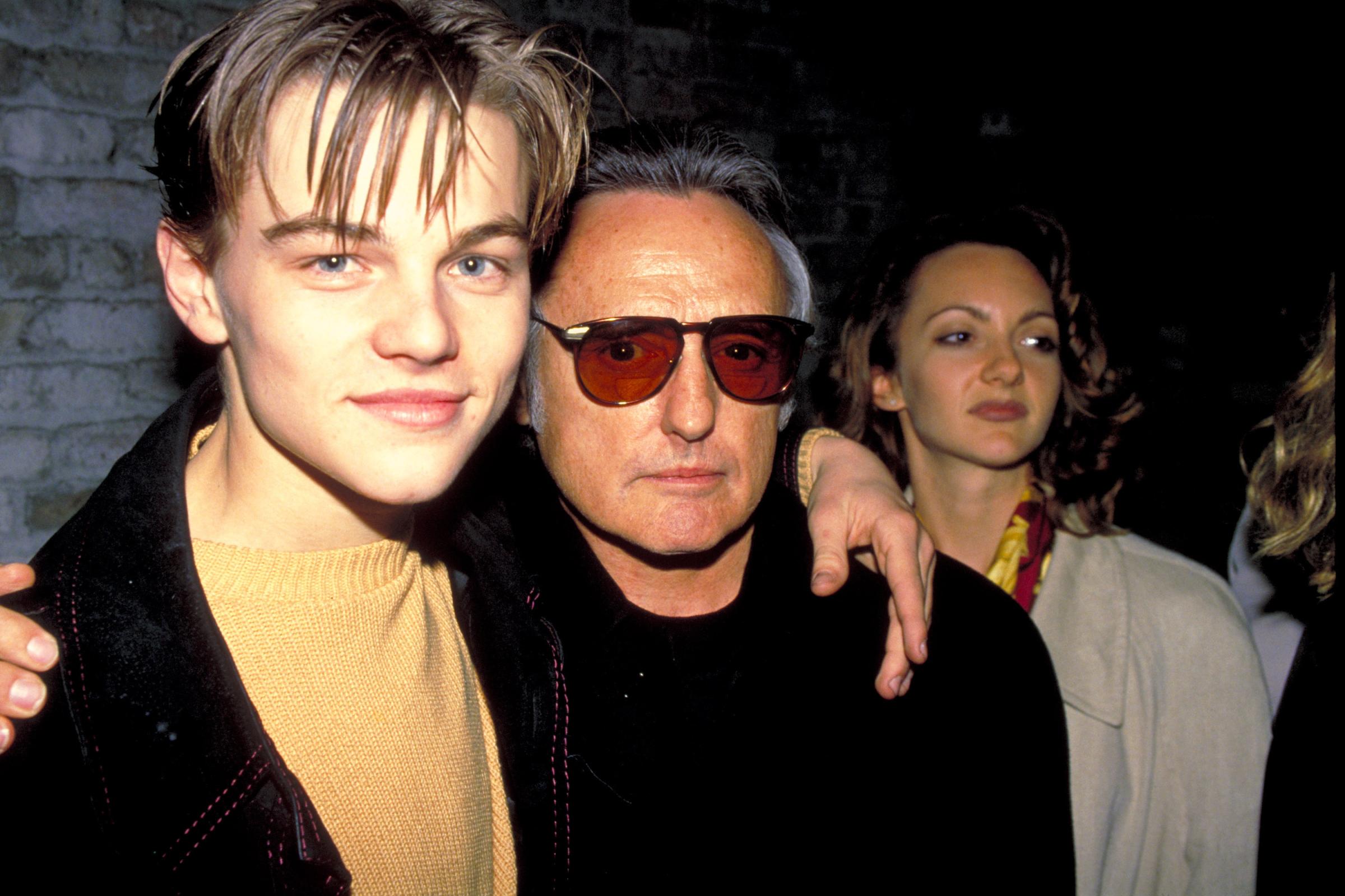 From left: Leonardo DiCaprio and Dennis Hopper in New York City on April 2, 1994.
