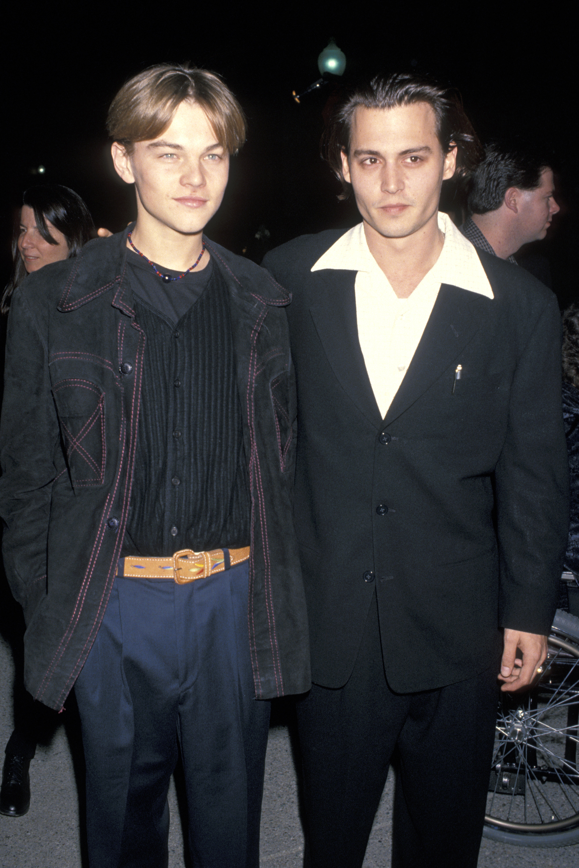 From left: Leonardo DiCaprio and Johnny Depp attend a screening for What's Eating Gilbert Grape in Los Angeles on Dec. 12, 1993.
