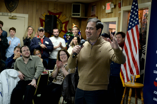 Republican Presidential candidate Marco Rubio speaks at a pancake breakfast at the Franklin VFW December 23, 2015 in Franklin, New Hampshire.