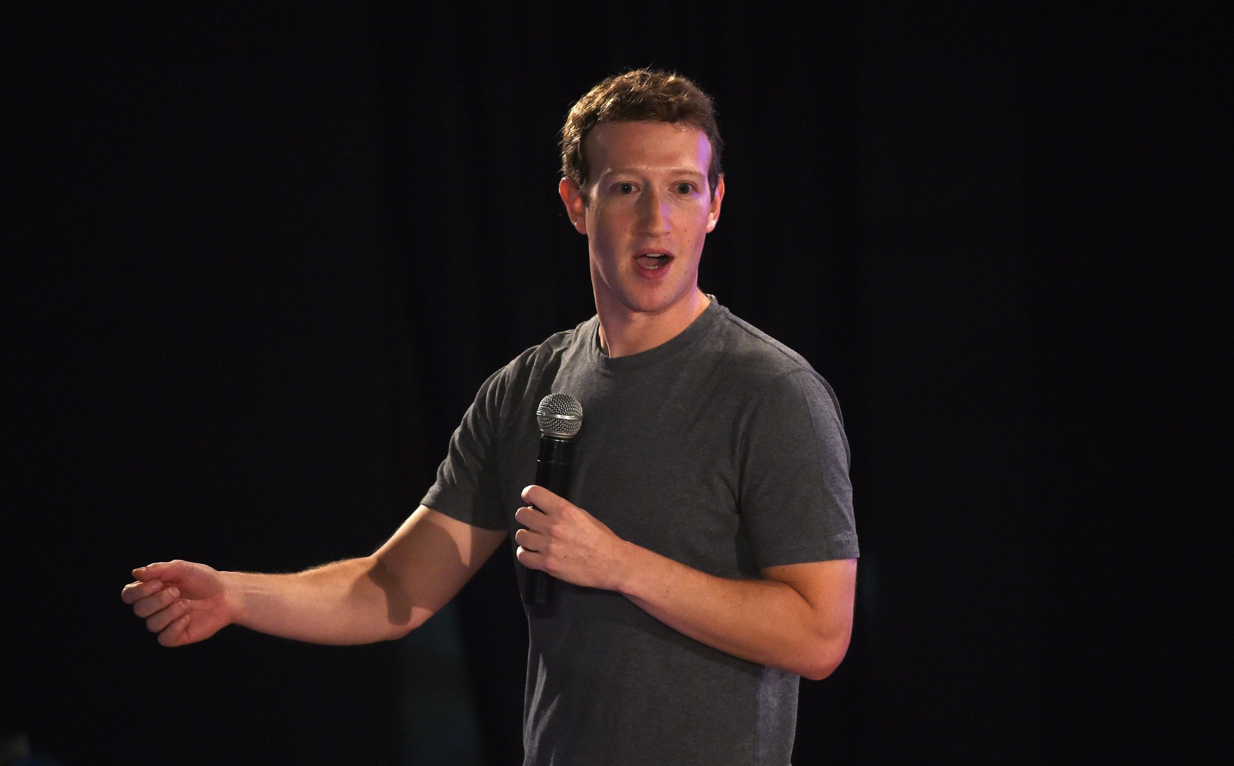 Facebook chief executive and founder Mark Zuckerberg speaks during a 'town-hall' meeting at the Indian Institute of Technology (IIT) in New Delhi on October 28, 2015.