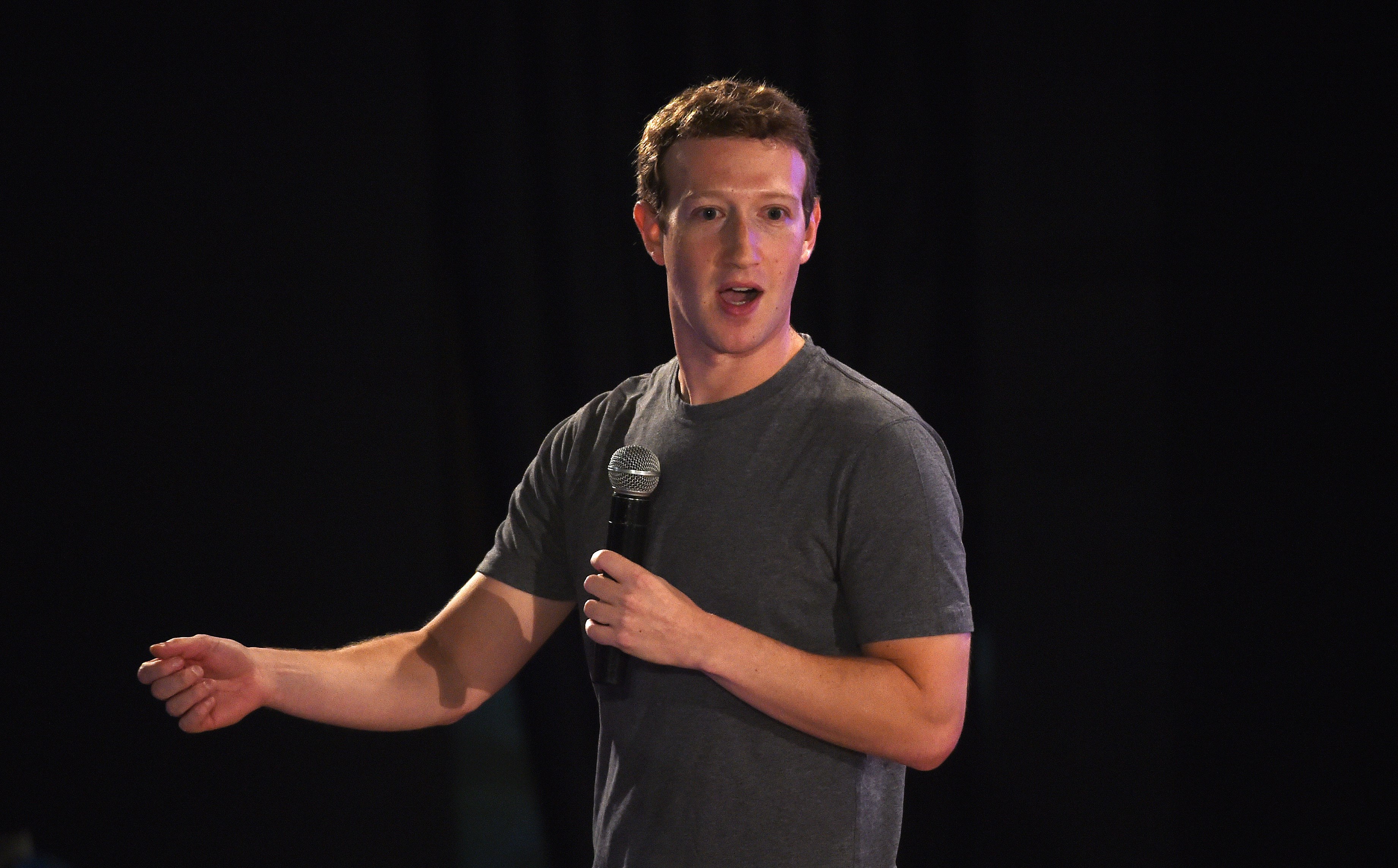 Facebook chief executive and founder Mark Zuckerberg speaks during a 'town-hall' meeting at the Indian Institute of Technology (IIT) in New Delhi on October 28, 2015. (Money Sharma—AFP/Getty Images)