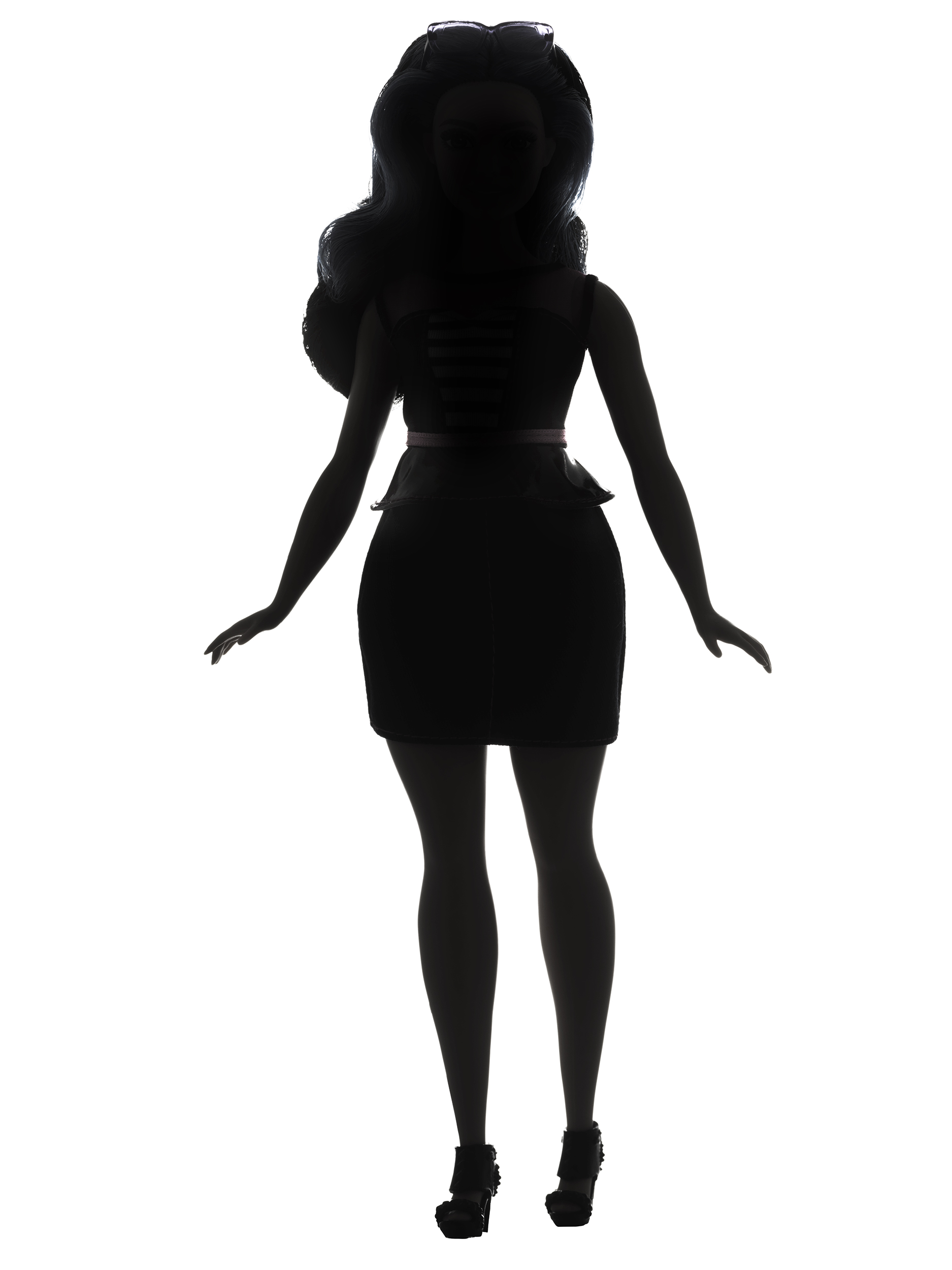 A silhouette of Mattel's new Curvy Barbie