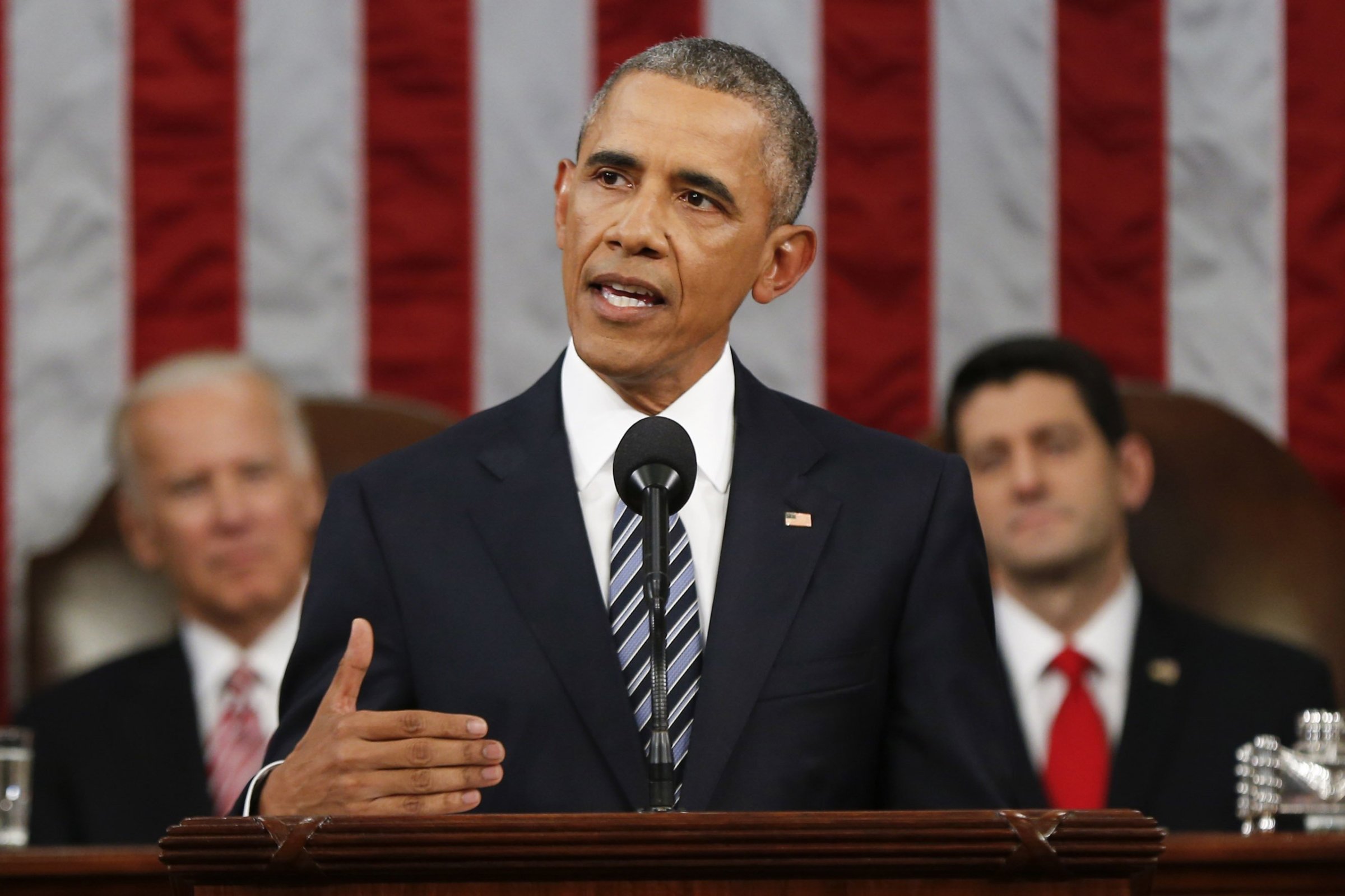 President Barack Obama delivers his State of the Union address before a joint session of Congress on Capitol Hill January 12, 2016 in Washington, D.C.