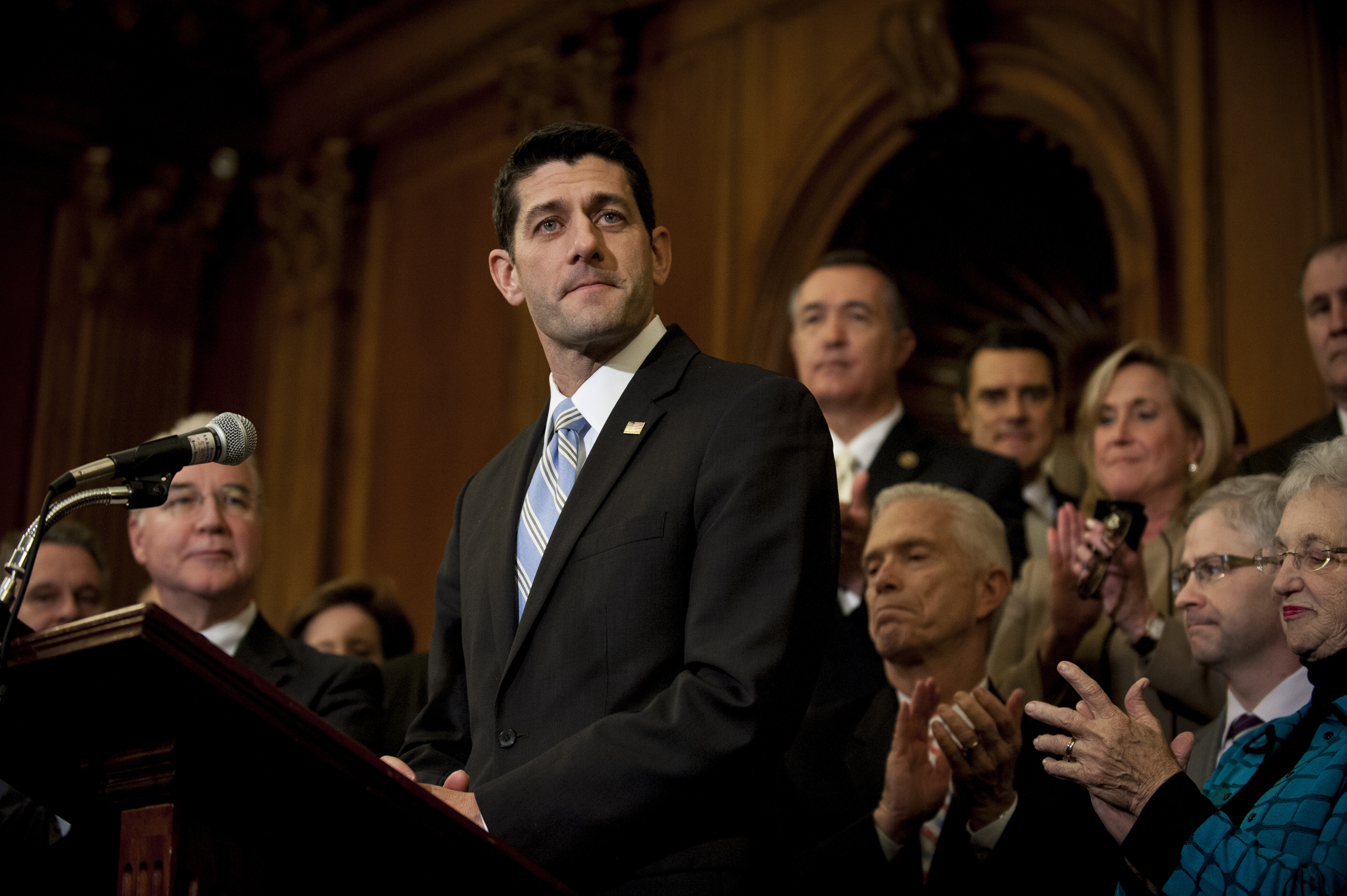 Paul Ryan speaks in the Rayburn Room of the U.S. Capitol in Washington, D.C. on Jan. 7, 2016. (Pete Marovich—Bloomberg/Getty Images)