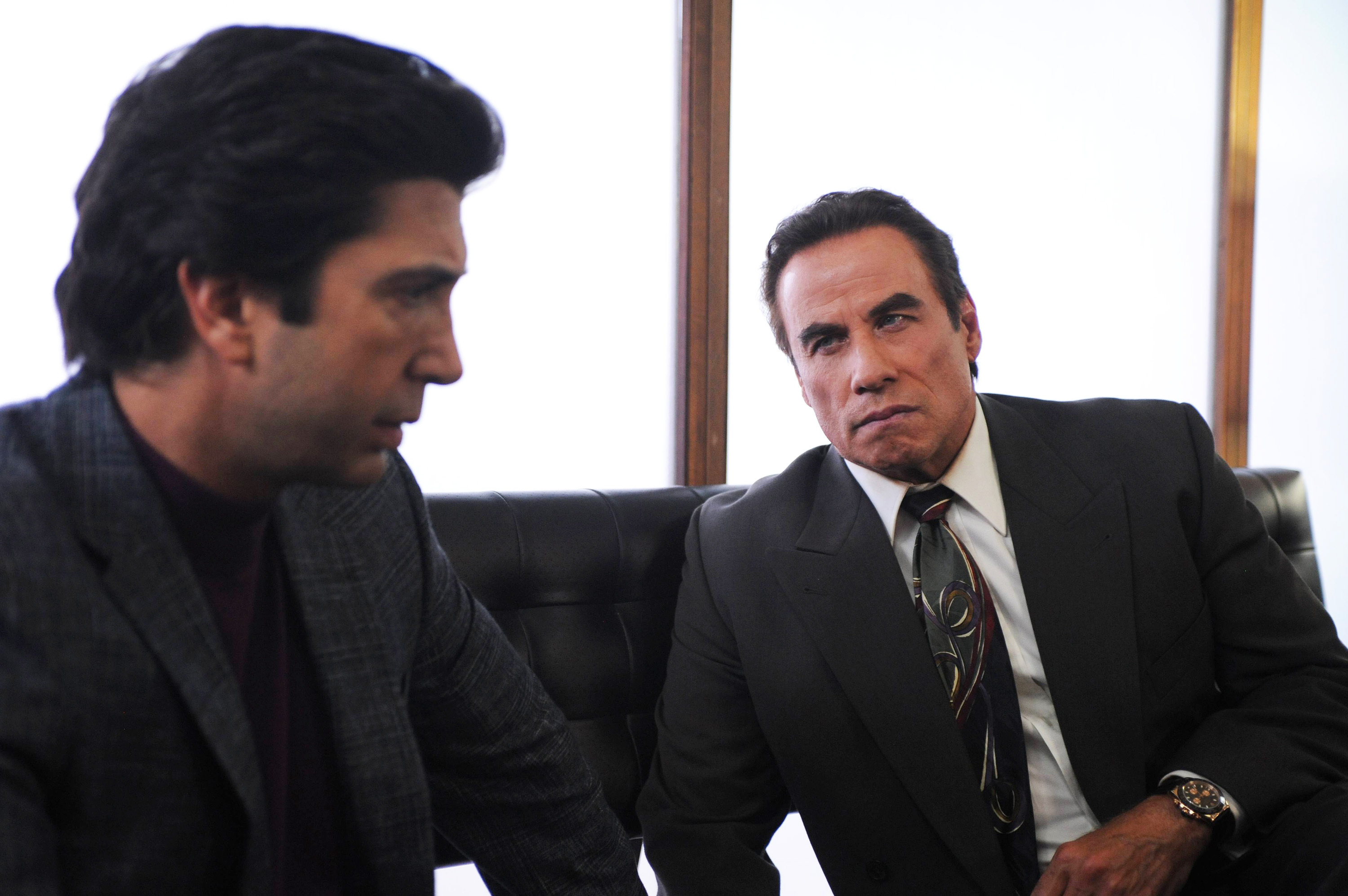 David Schwimmer as Robert Kardashian and John Travolta as Robert Shapiro in <i>The People v. O. J. Simpson</i>. (Ray Mickshaw—FX)