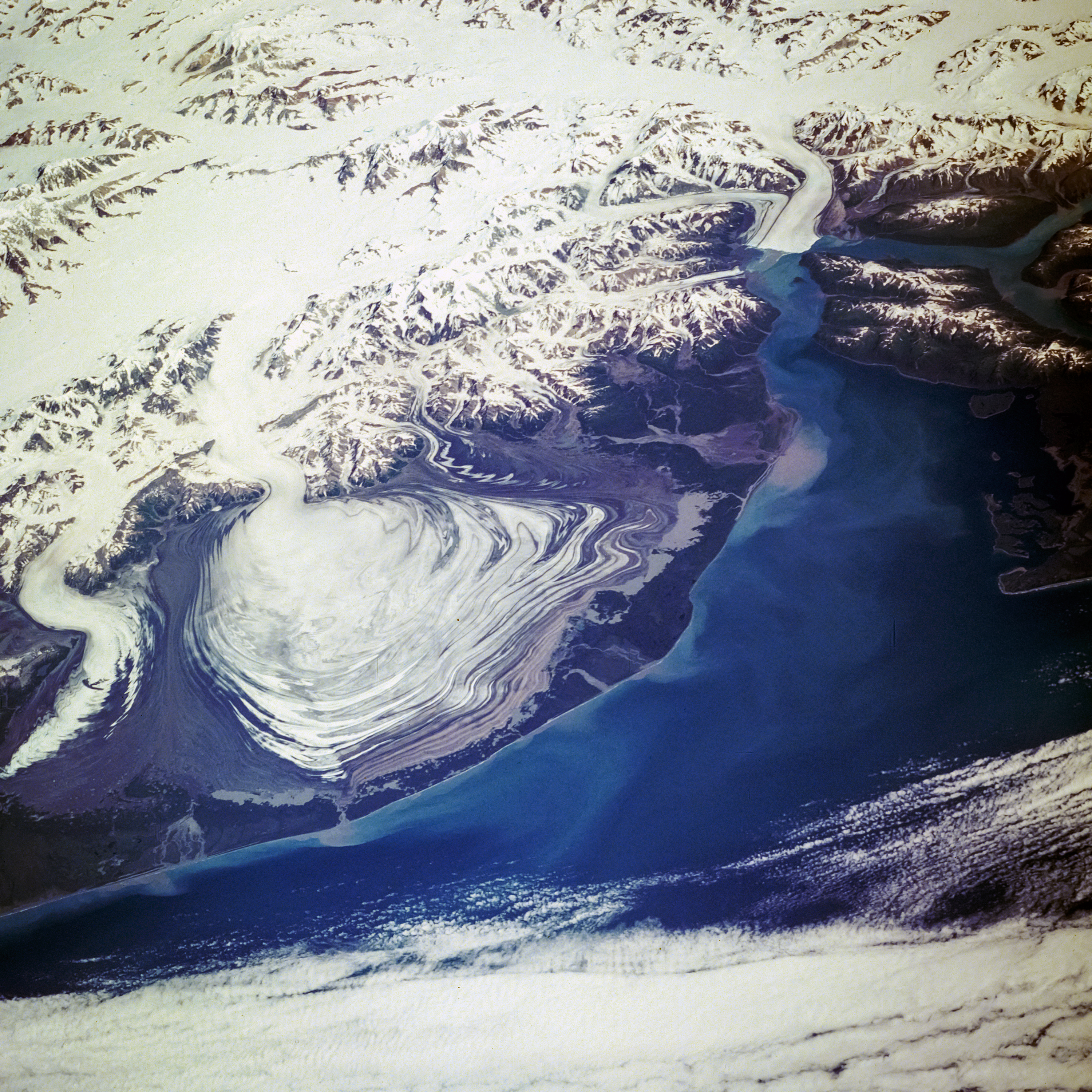 Aerial view of the Hubbard Glacier which is a  glacier located in eastern Alaska and part of Yukon Canada. Elements of this image furnished by NASA. (Roberto Machado Noa&mdash;LightRocket/Getty Images)