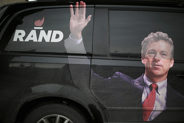 A campaign vehicle sits outside the Holiday Inn where Republican presidential candidate Sen. Rand Paul (R-KY) is speaking at a campaign event at on January 30, 2016 in Sioux City, Iowa.