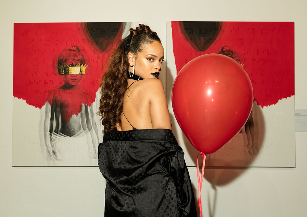 Rihanna unveiling the artwork for her new album, <i>Anti</i>, in Los Angeles on Oct. 7, 2015. (Christopher Polk—Pok Imaging Digitial Photography/Getty)
