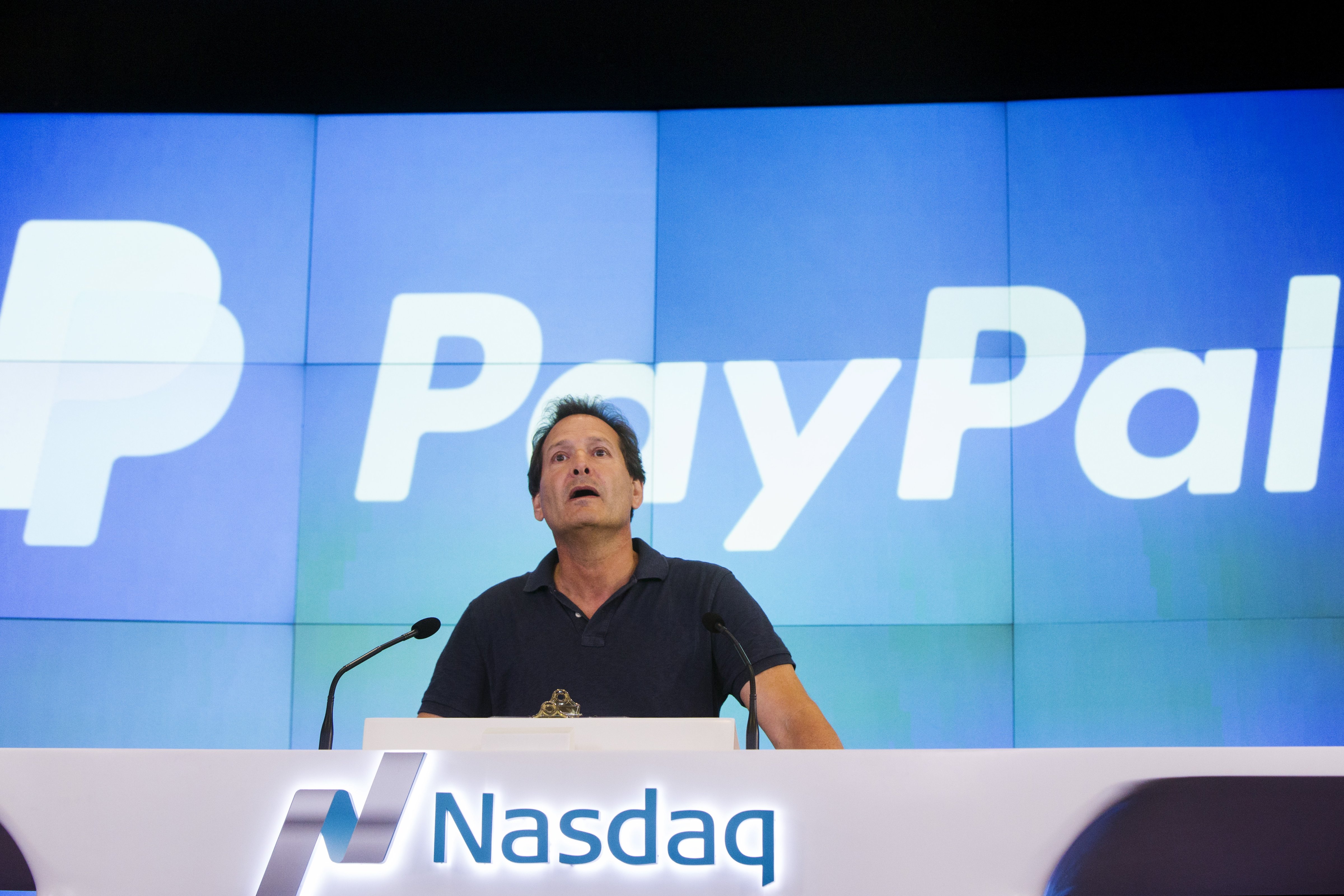 Paypal CEO Dan Schulman takes part in the company's relisting on the Nasdaq in New York
