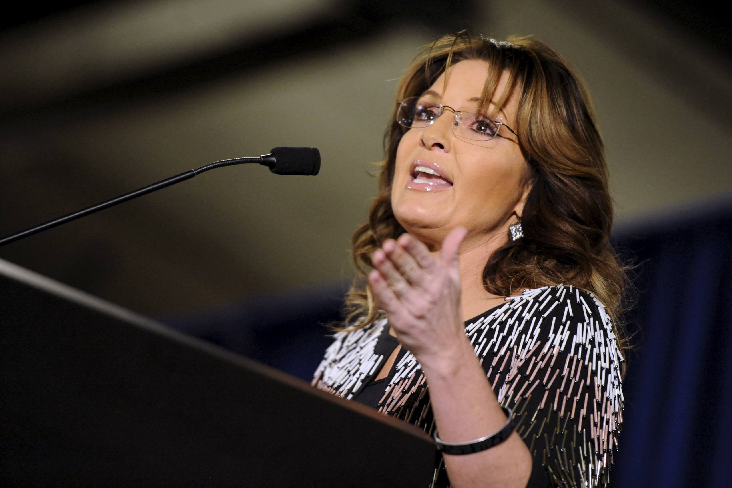 Sarah Palin speaks at a rally endorsing U.S. Republican presidential candidate Donald Trump for President at Iowa State University in Ames, Iowa, on Jan.19, 2016. (Mark Kauzlarich—Reuters)