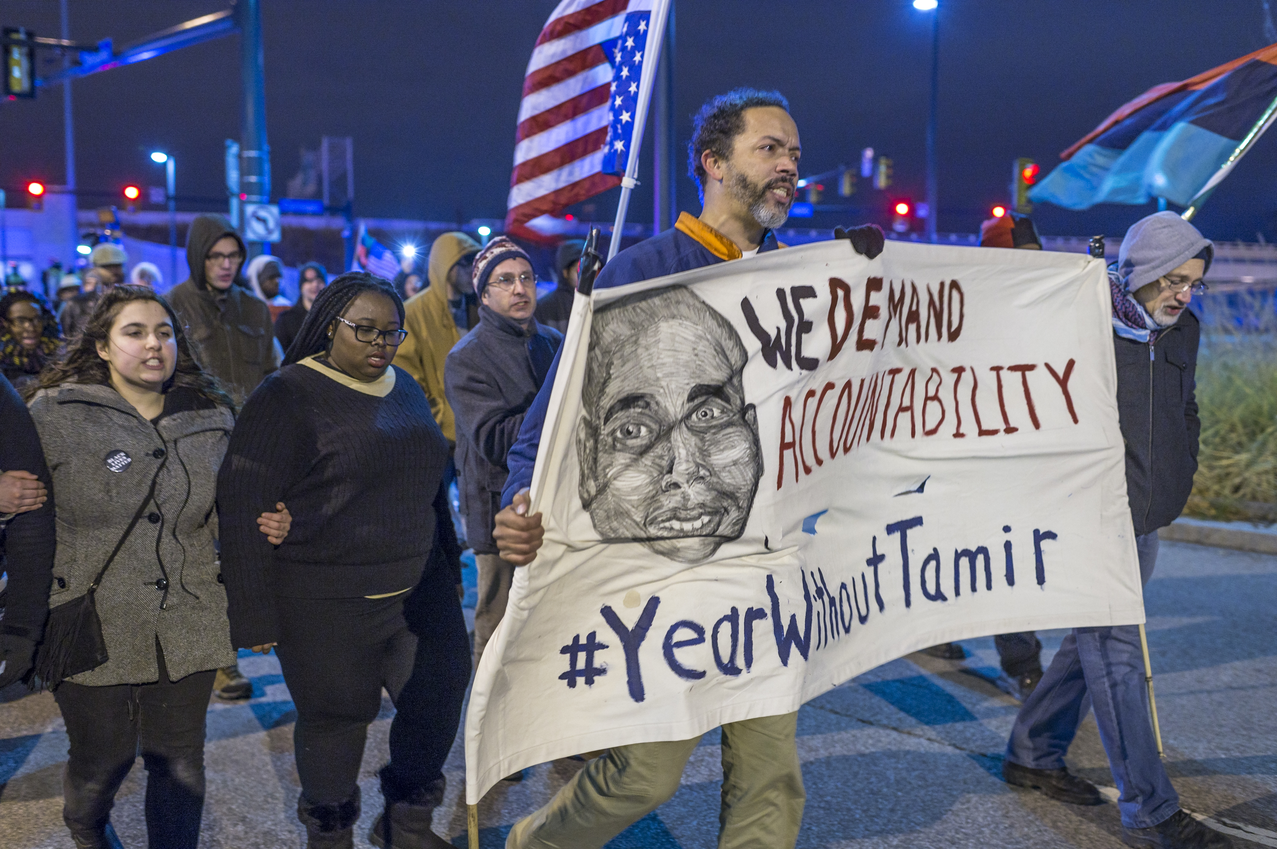 Demonstrators march  in Cleveland, Ohio, on Dec. 29, 2015. (Angelo Merendino—Getty Images)
