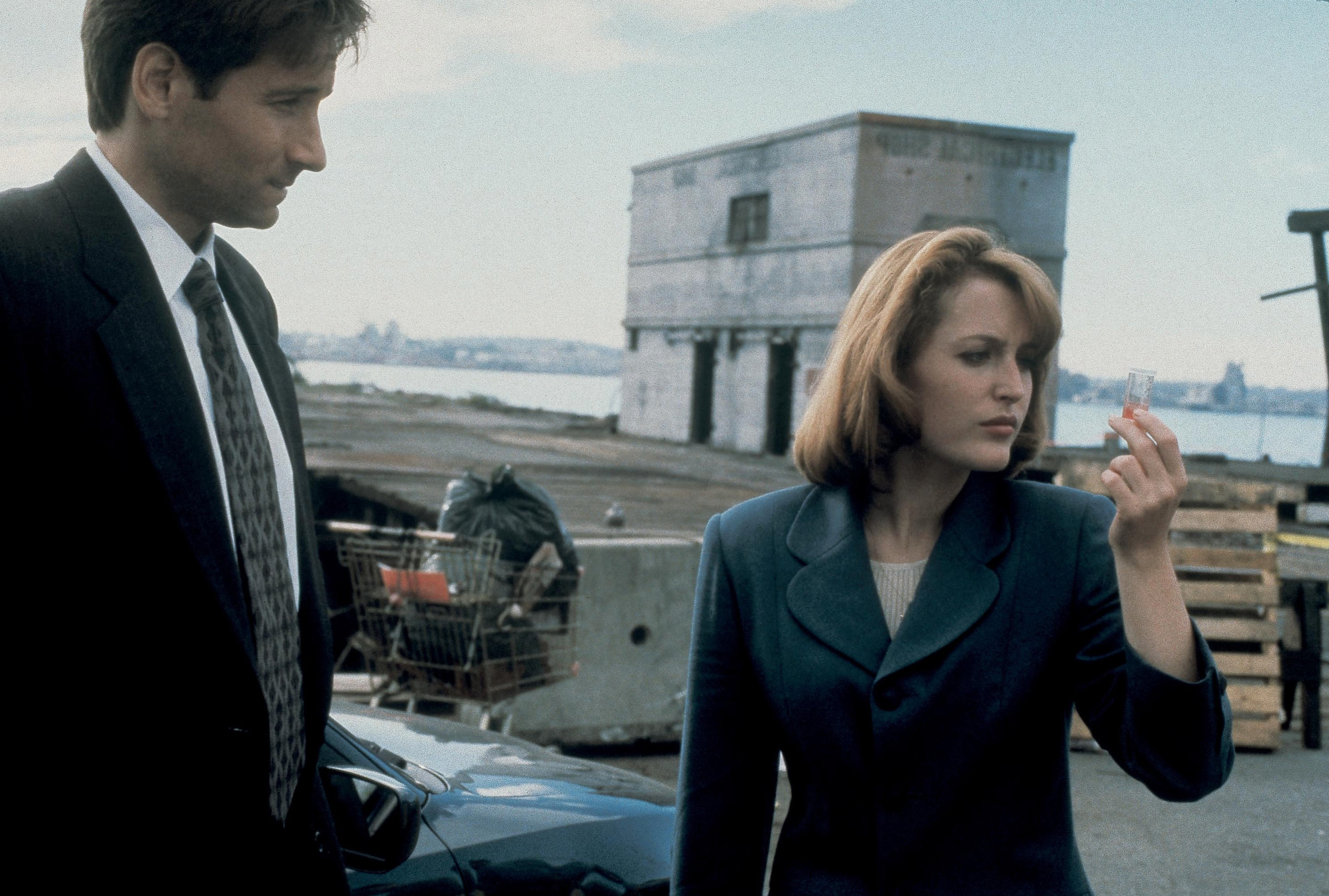 David Duchovny and Gillian Anderson are seen in <i>The X-Files</i> in 1995. (FOX—Getty Images)
