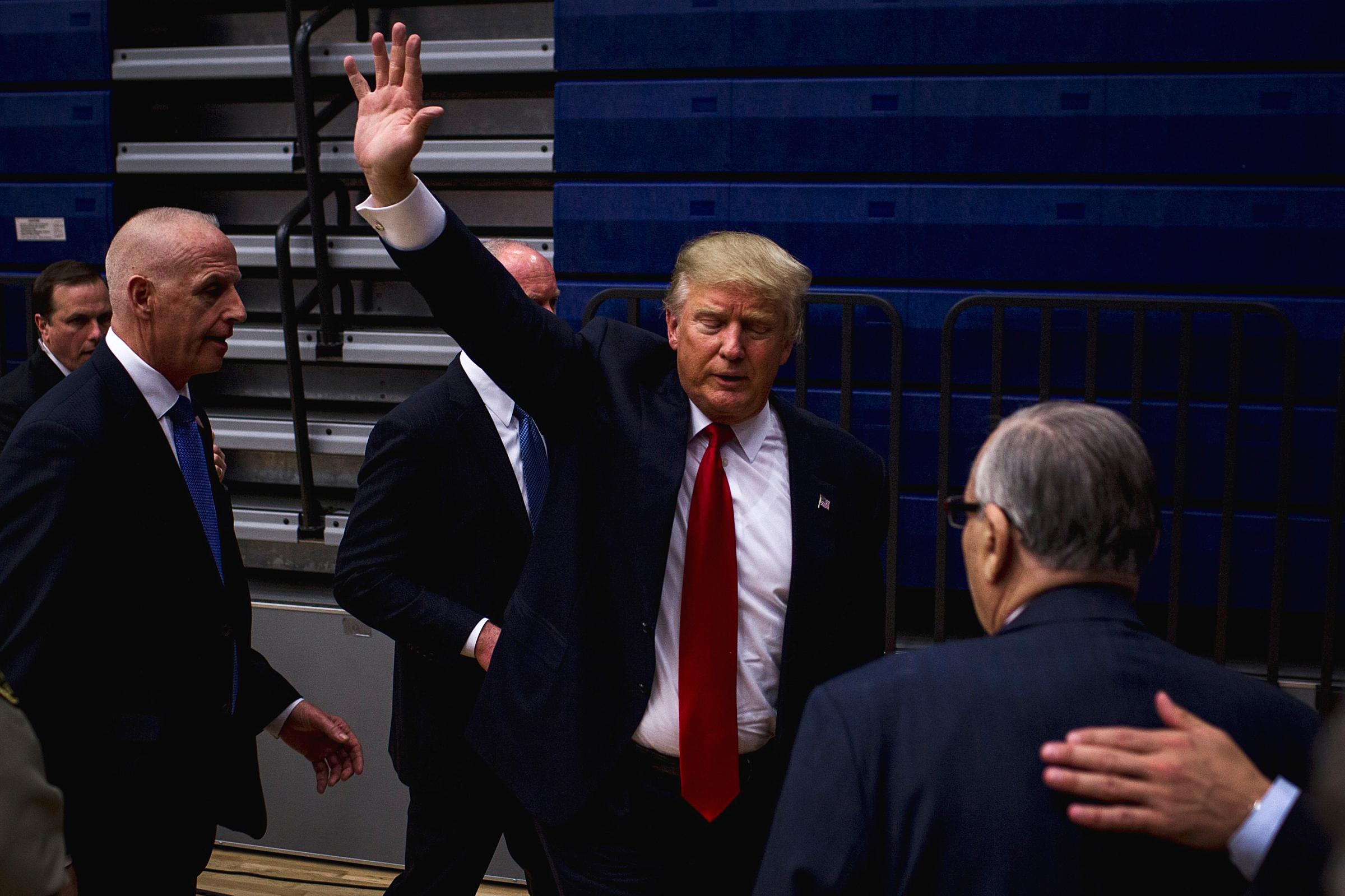 Donald Trump at his rally in Des Moines, Iowa on Jan. 26, 2016.