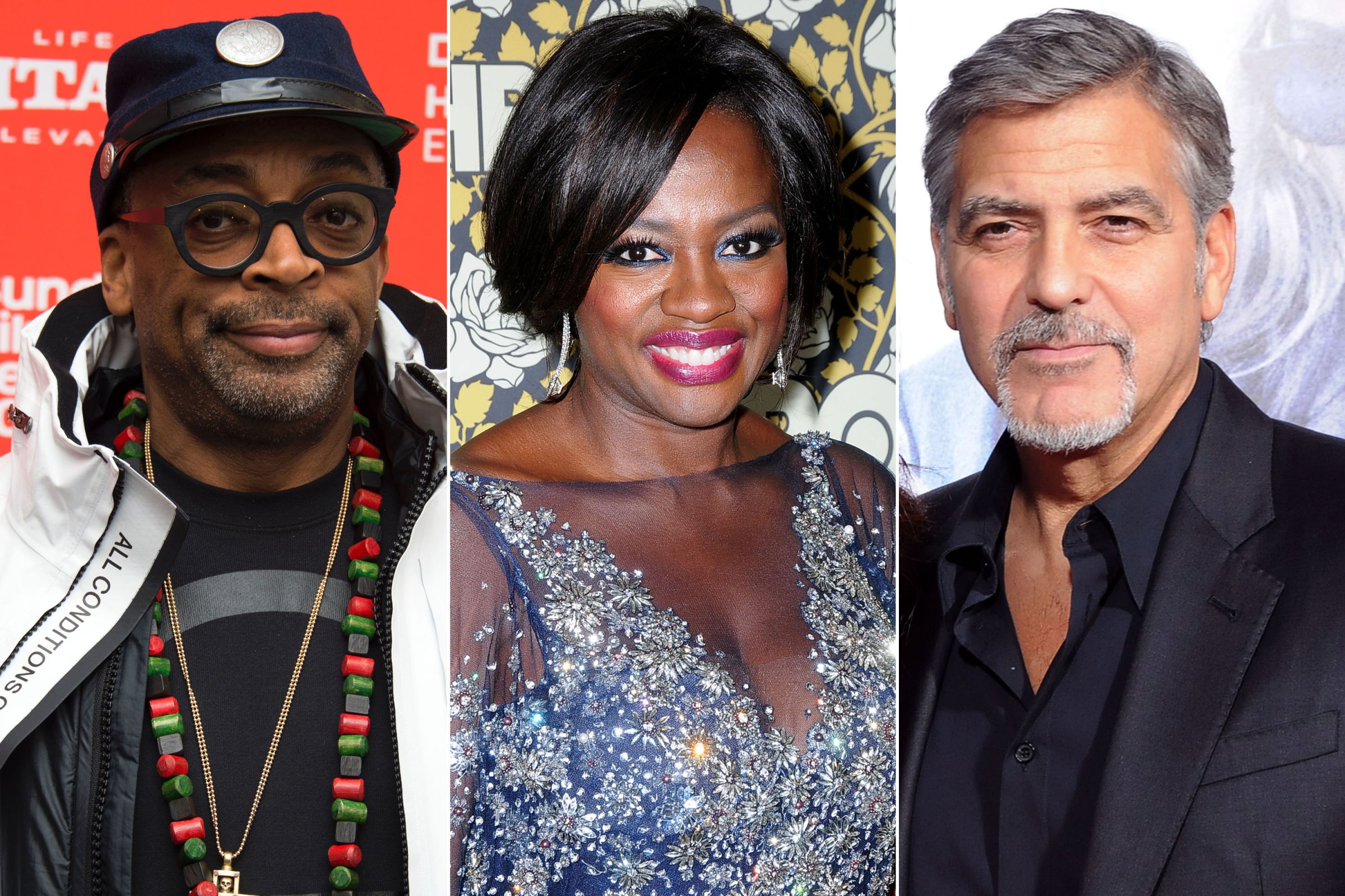 From left to right; director Spike Lee, actress Viola Davis and actor and producer George Clooney.