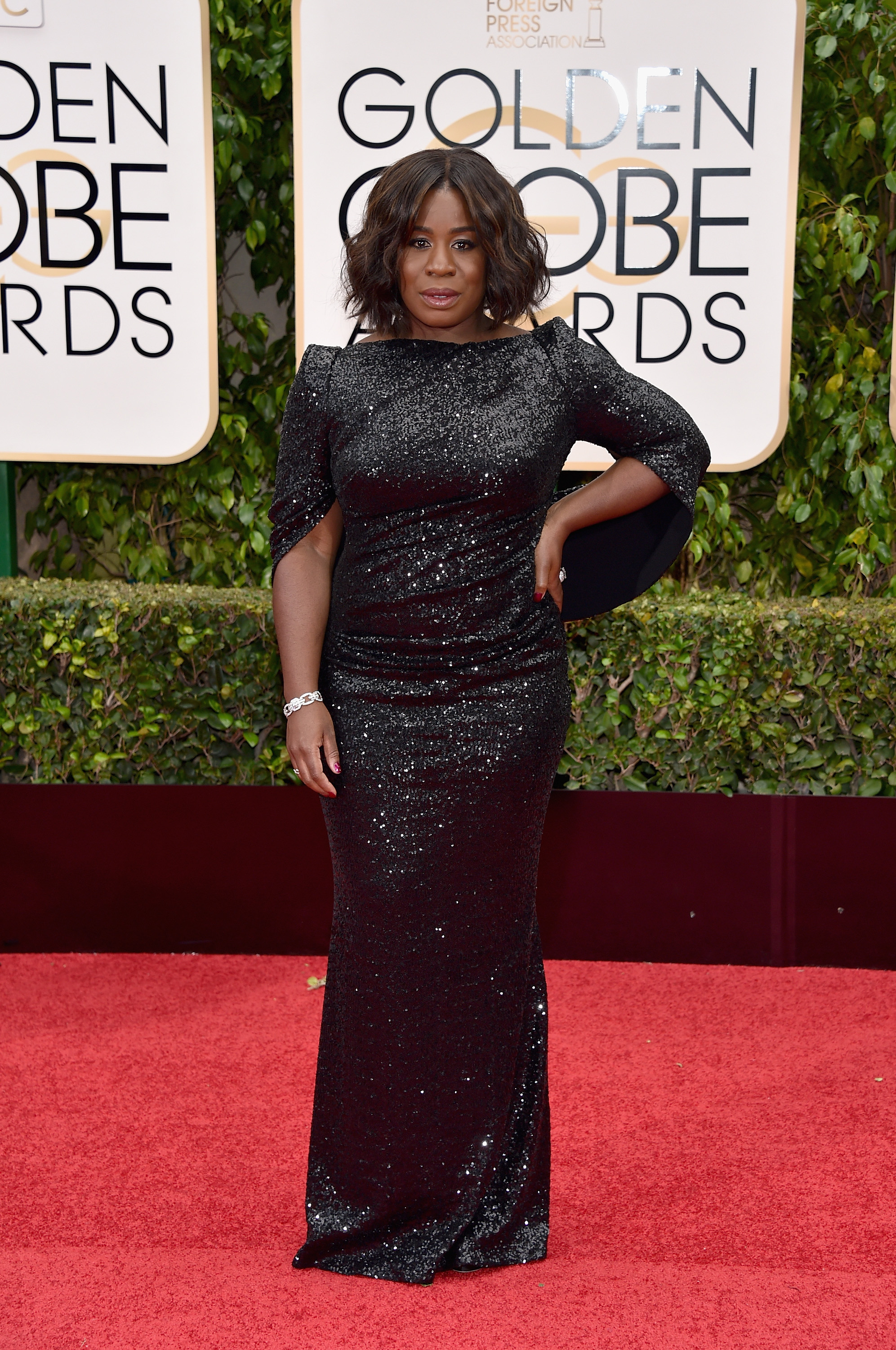 Uzo Aduba arrives to the 73rd Annual Golden Globe Awards on Jan. 10, 2016 in Beverly Hills.