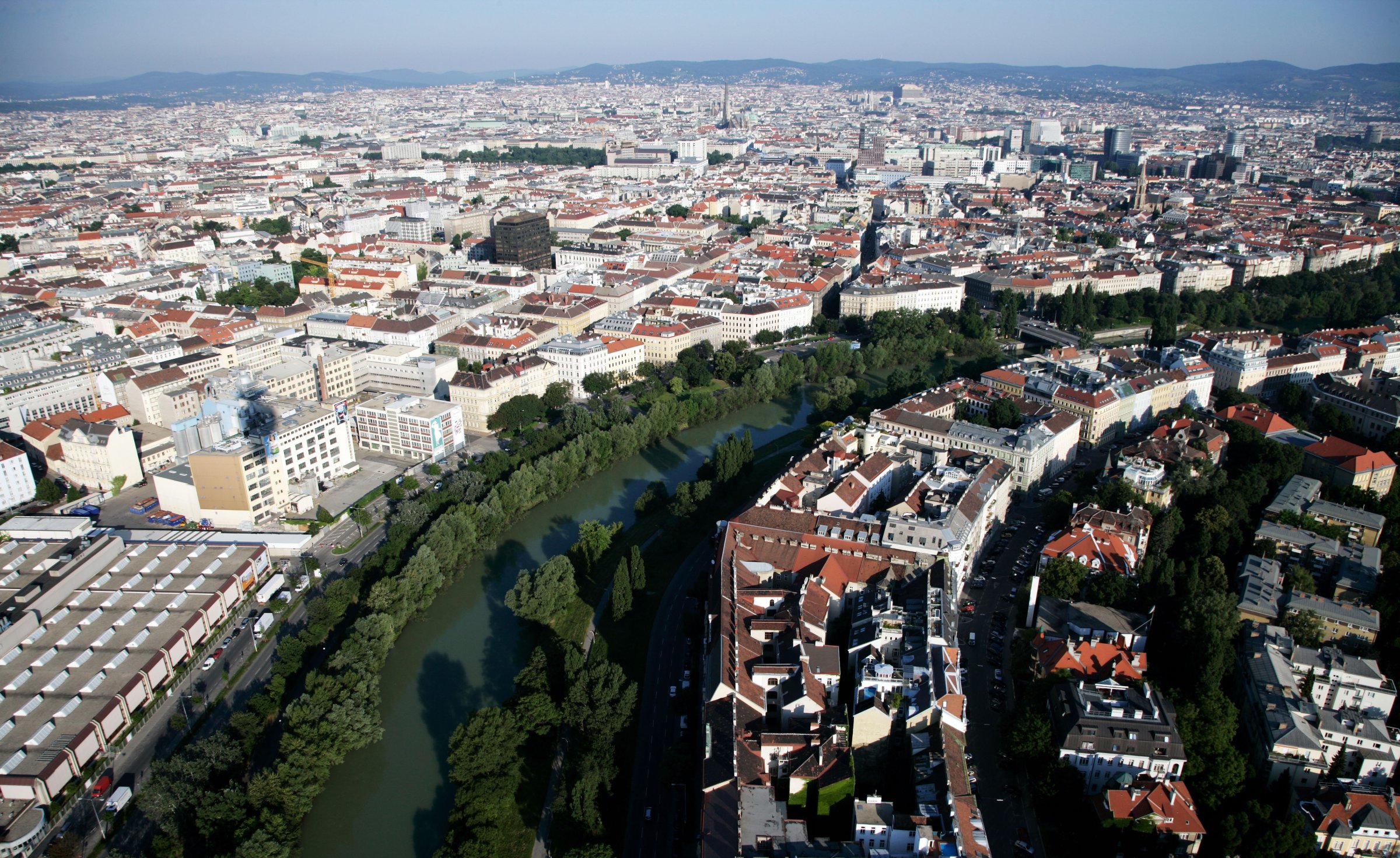 A general view of Vienna showing the River Danube on Jun. 22, 2008 in Vienna, Austria.