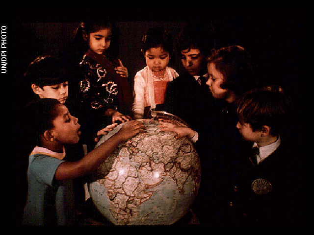 A group of children learn at the UN International School in Jan. 1968 in New York City.