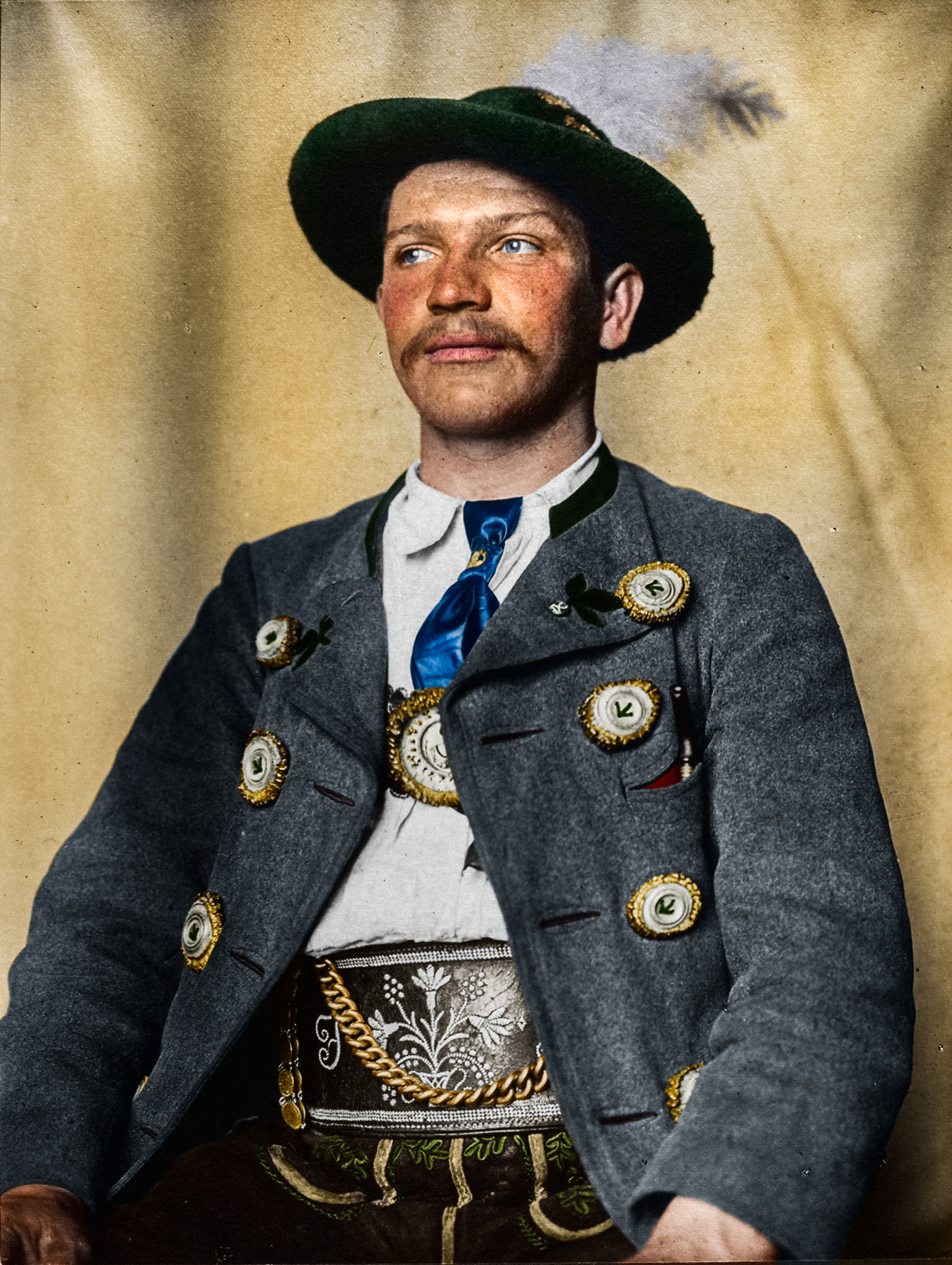 Portrait of a Bavarian man at the Ellis Island Immigration Station, circa 1905.